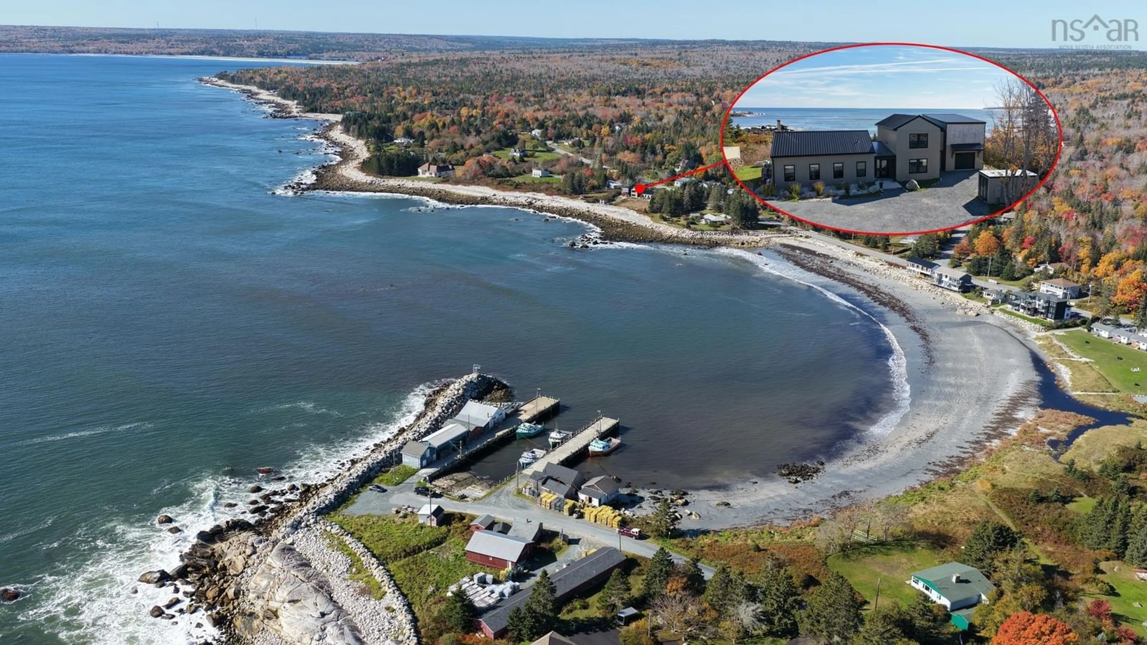 A pic from outside/outdoor area/front of a property/back of a property/a pic from drone, water/lake/river/ocean view for 6827 Highway 3, Hunt's Point Nova Scotia B0T 1G0
