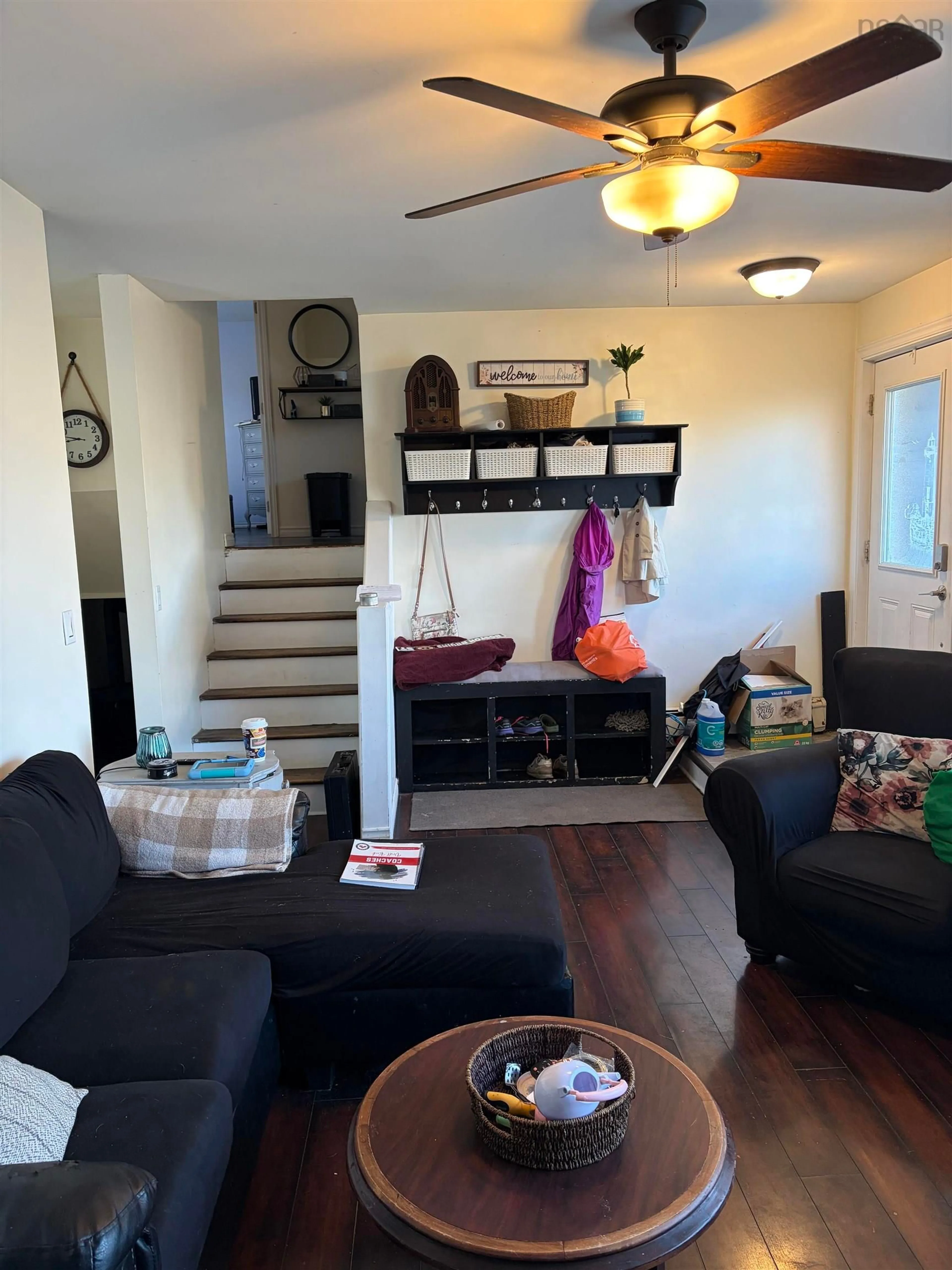 Living room with furniture, wood/laminate floor for 9 Turner St, Glace Bay Nova Scotia B1A 5W5