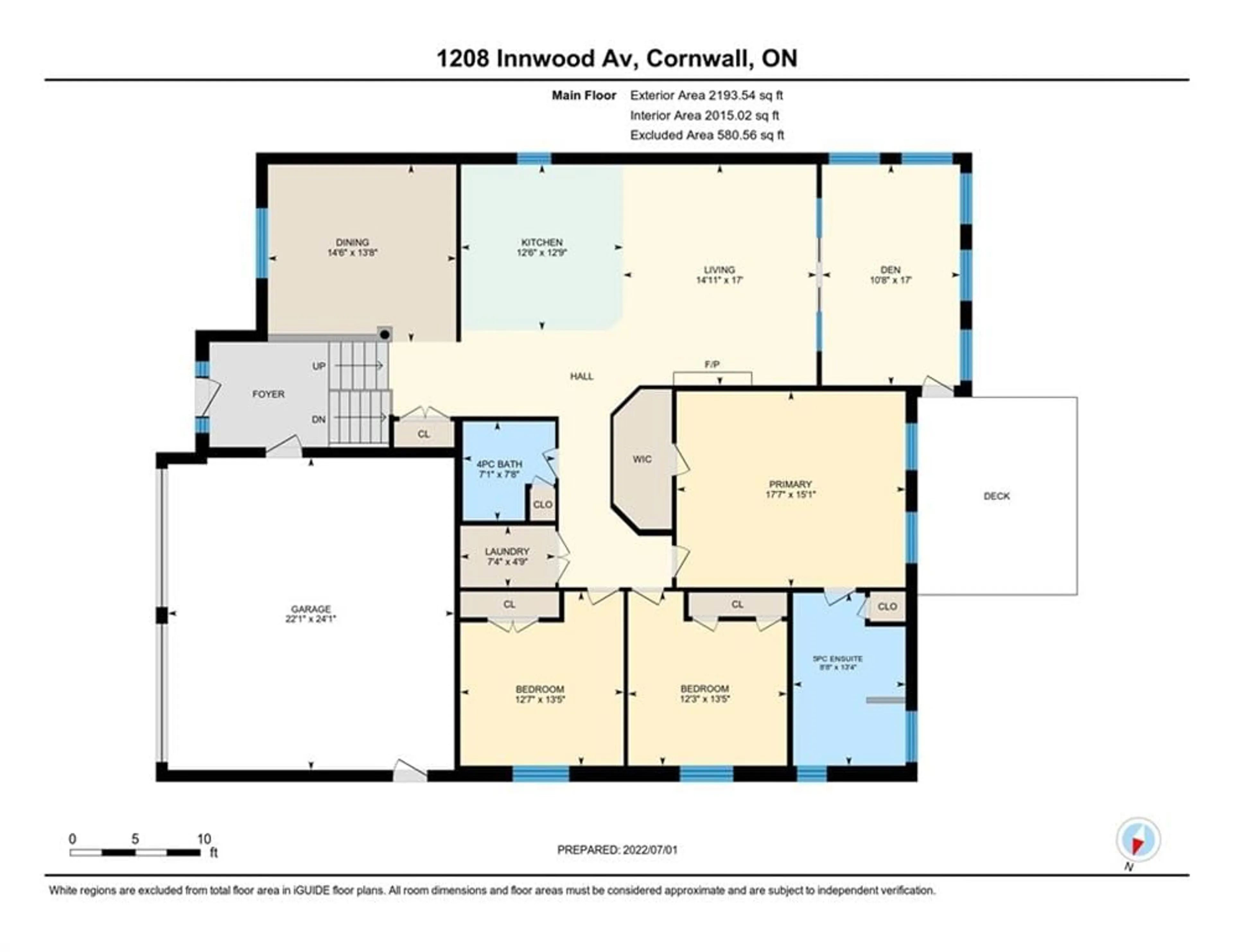 Floor plan for 1208 INNWOOD Ave, Cornwall Ontario K6J 5V2