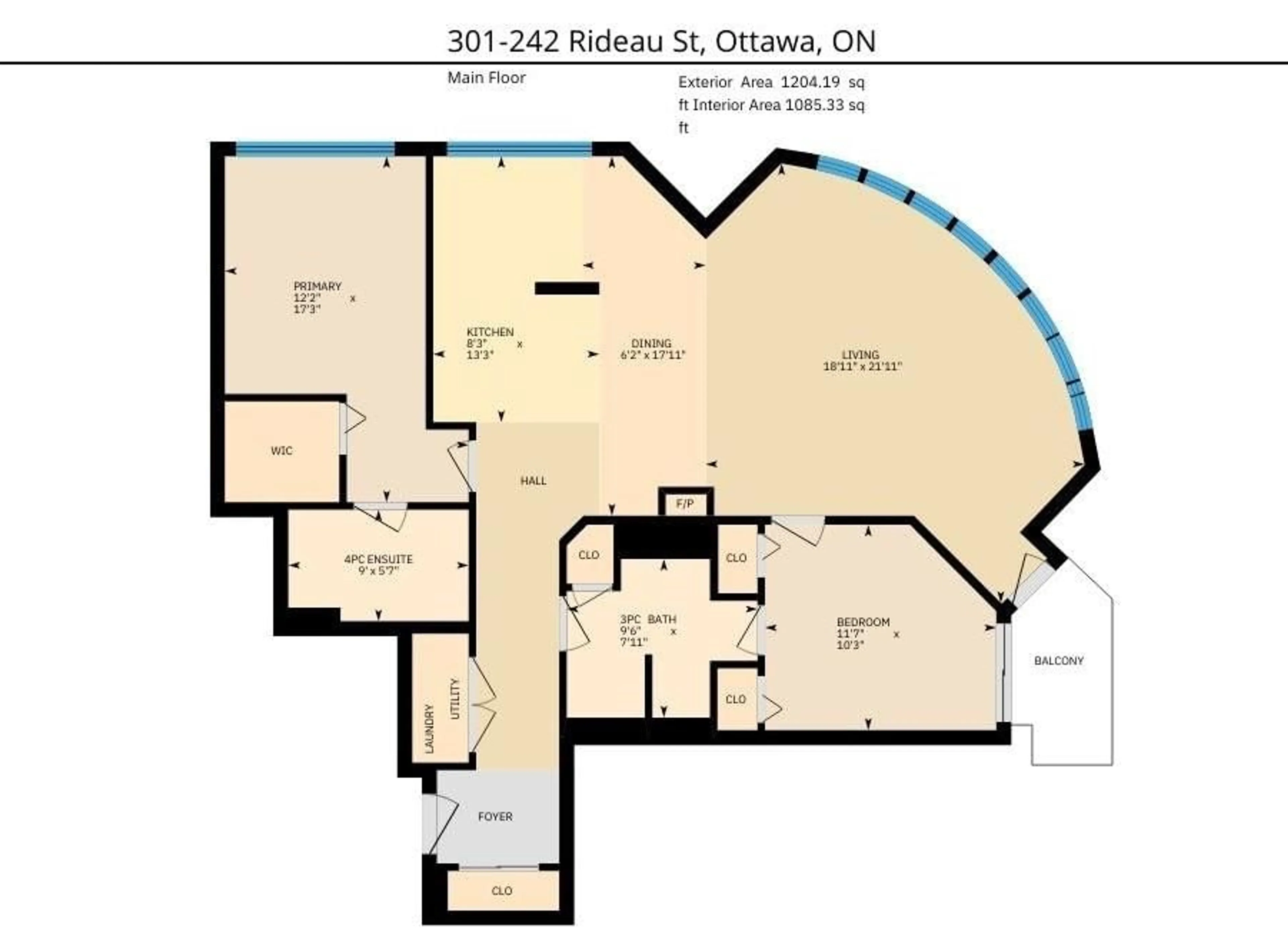 Floor plan for 242 RIDEAU St #301, Ottawa Ontario K1N 0B7