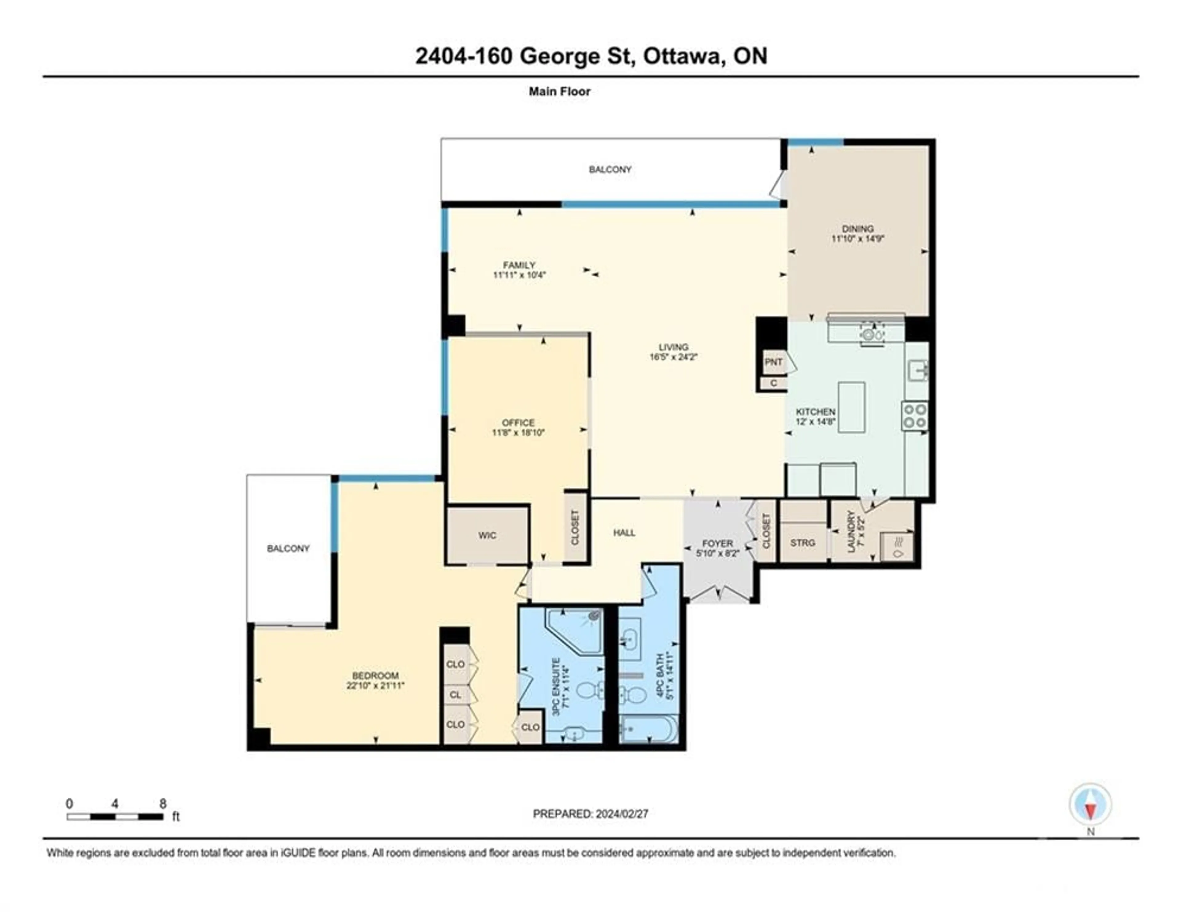 Floor plan for 160 GEORGE St #2404, Ottawa Ontario K1N 9M2