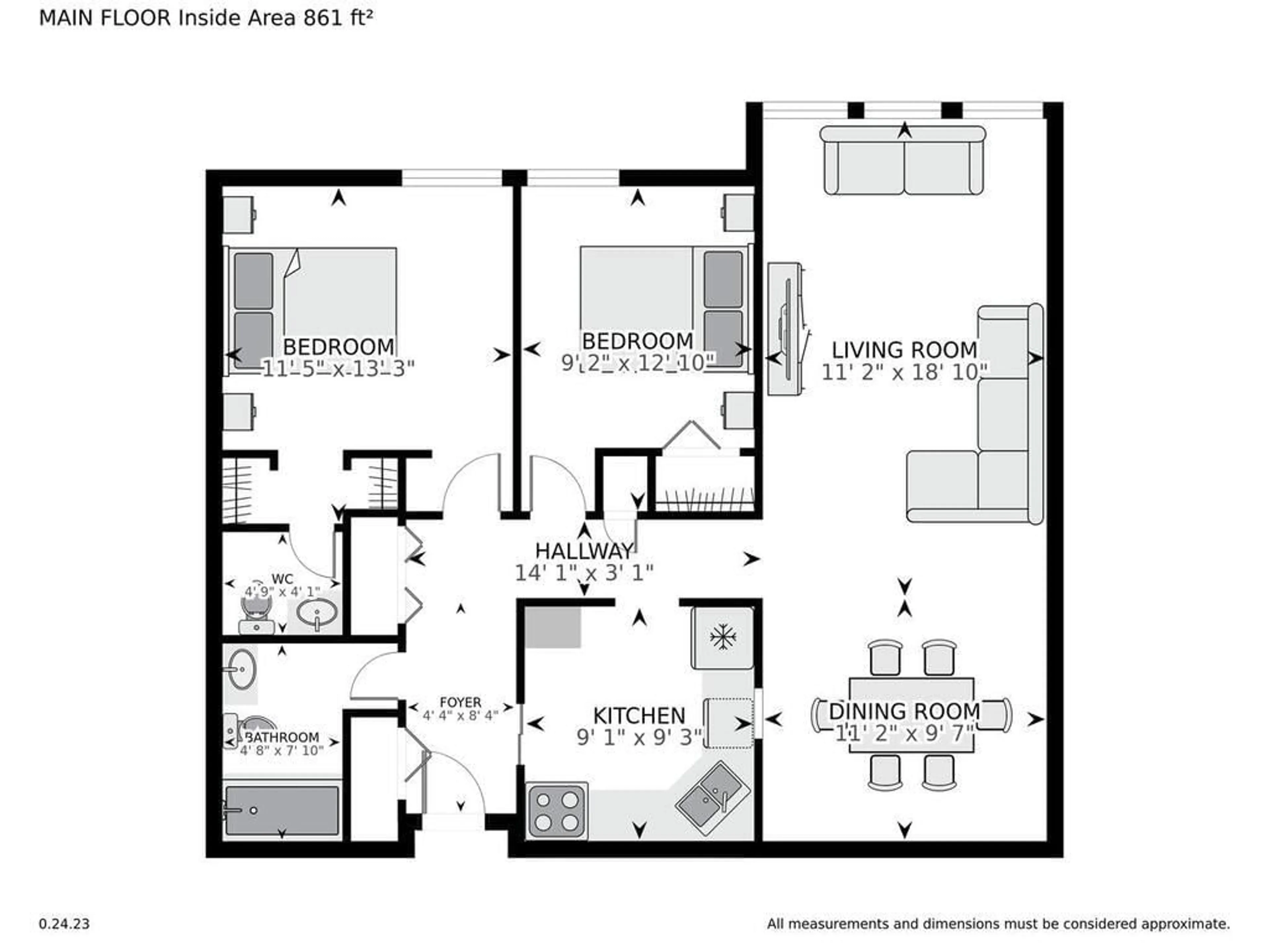 Floor plan for 820 LAURIER Blvd #217, Brockville Ontario K6V 6Z2