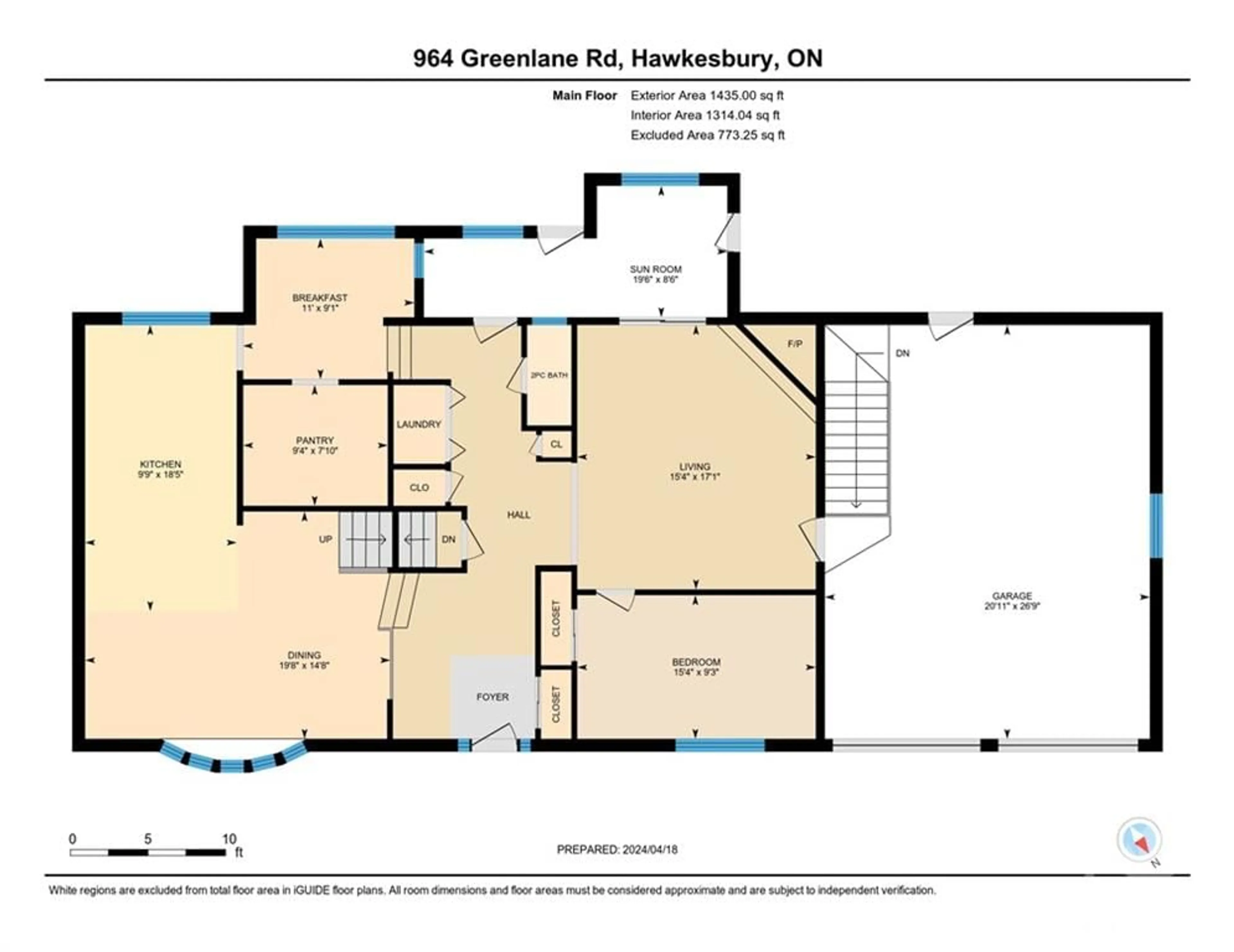 Floor plan for 924 GREENLANE Rd, Hawkesbury Ontario K6A 0C4