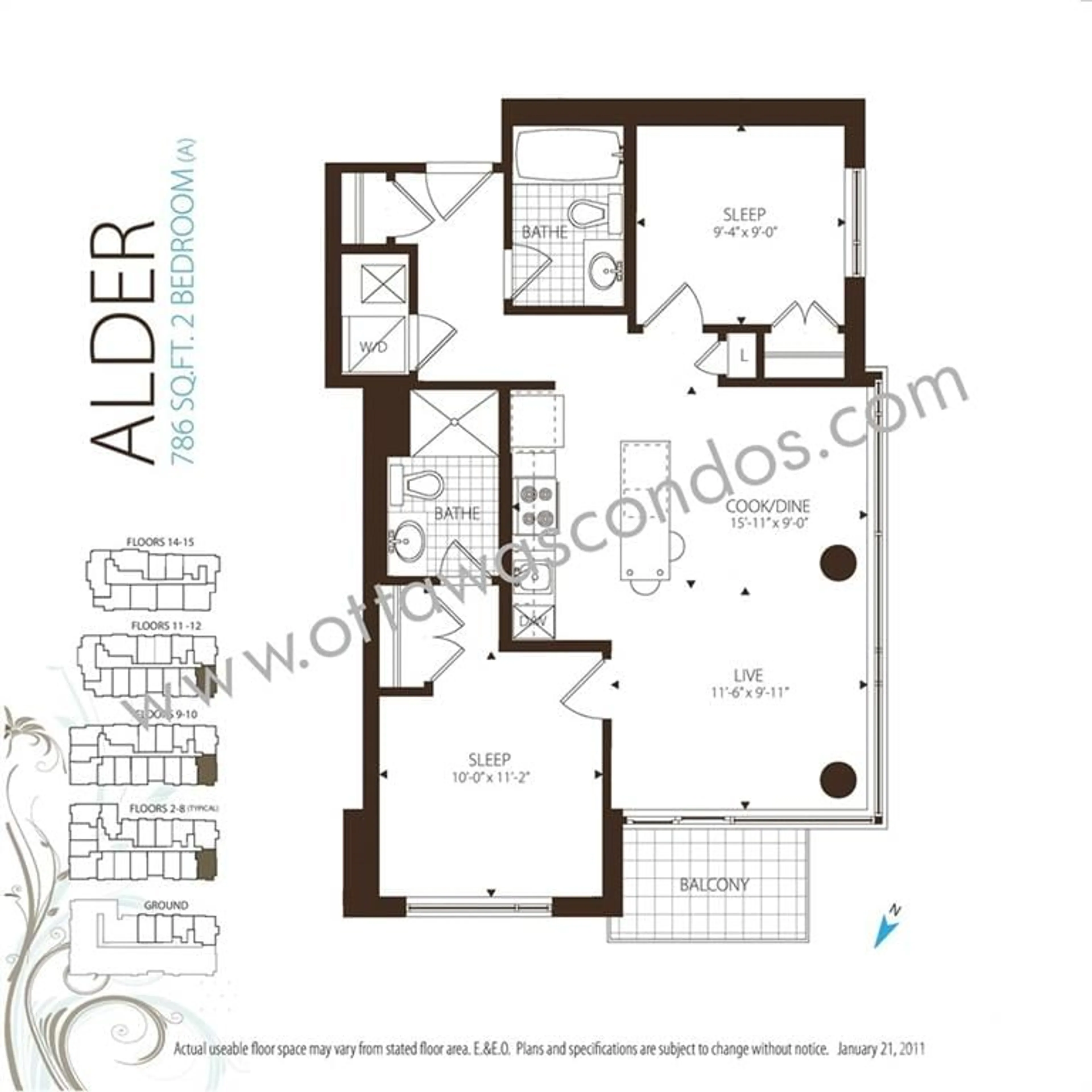 Floor plan for 238 BESSERER St #506, Ottawa Ontario K1N 6B1