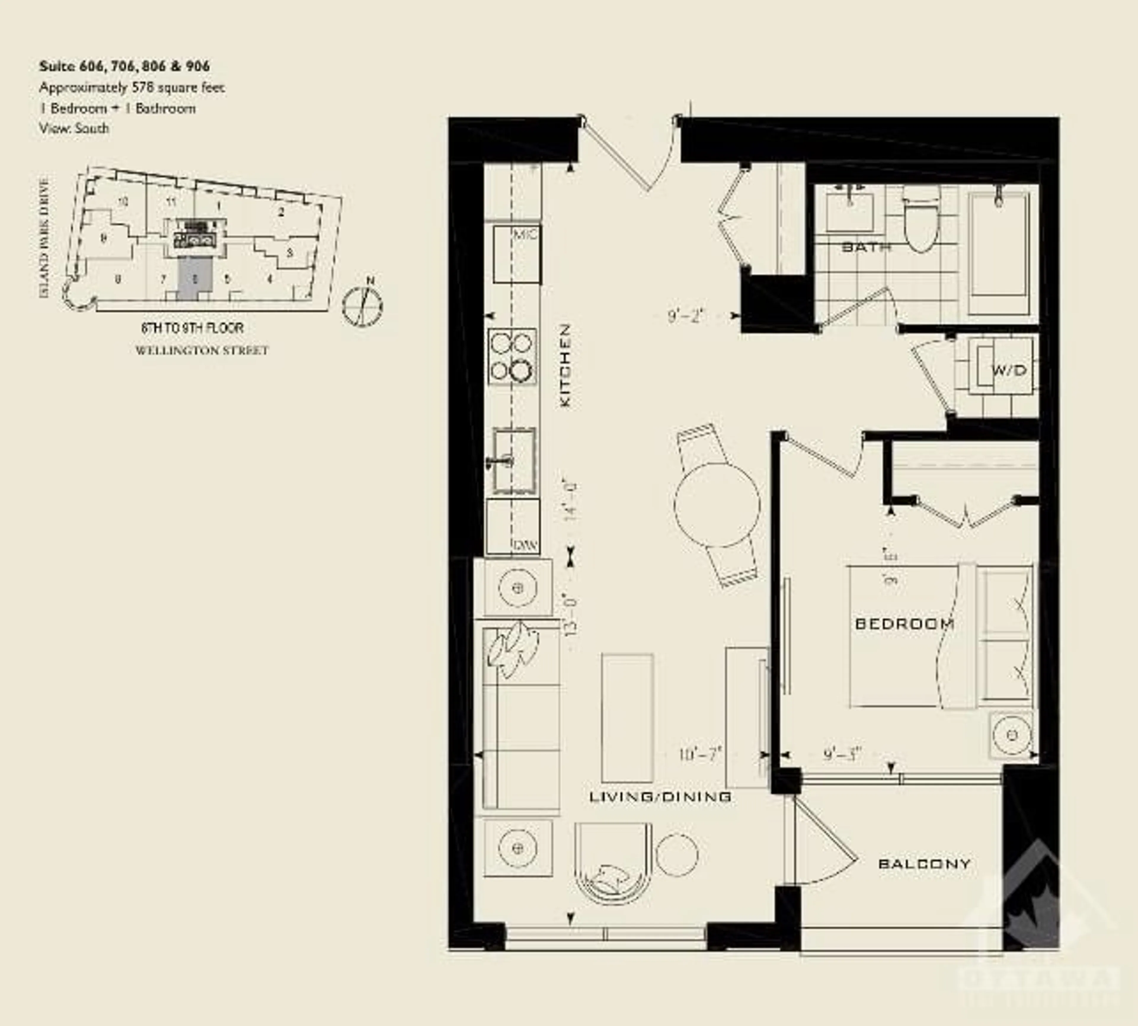 Floor plan for 1451 WELLINGTON St #806, Ottawa Ontario K1Y 2X3