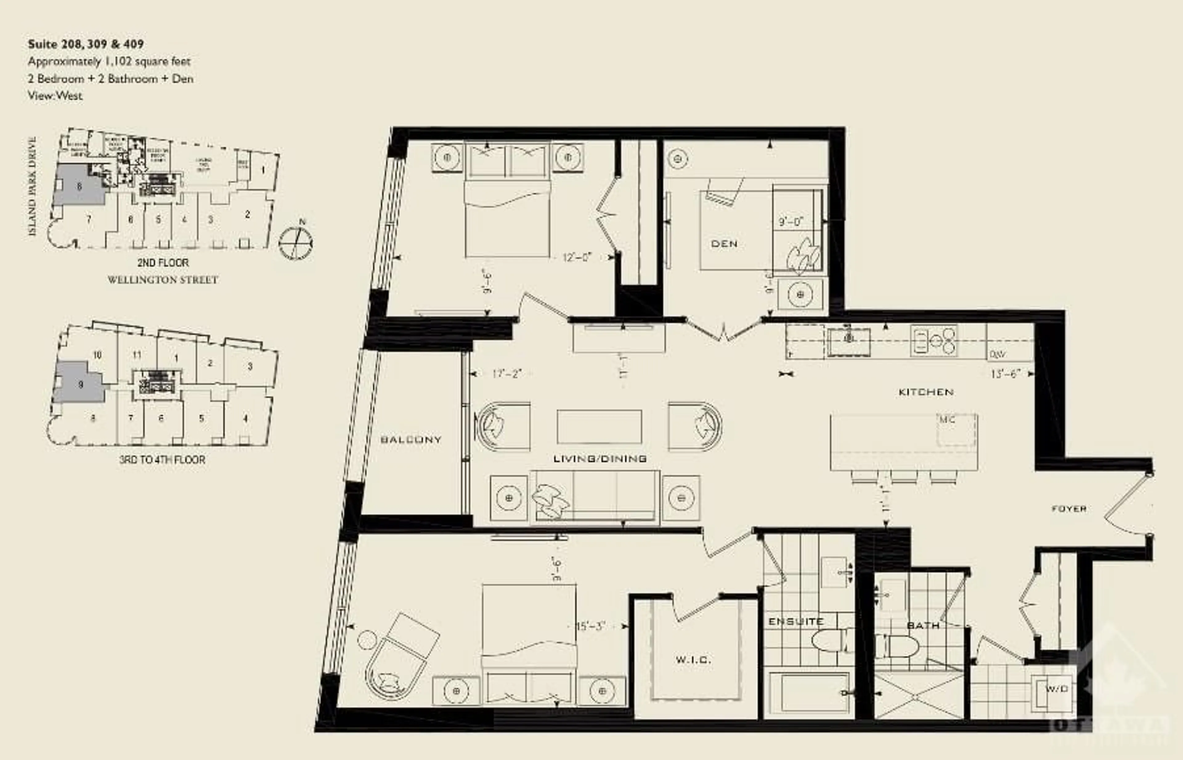 Floor plan for 1451 WELLINGTON St #208, Ottawa Ontario K1Y 2X3