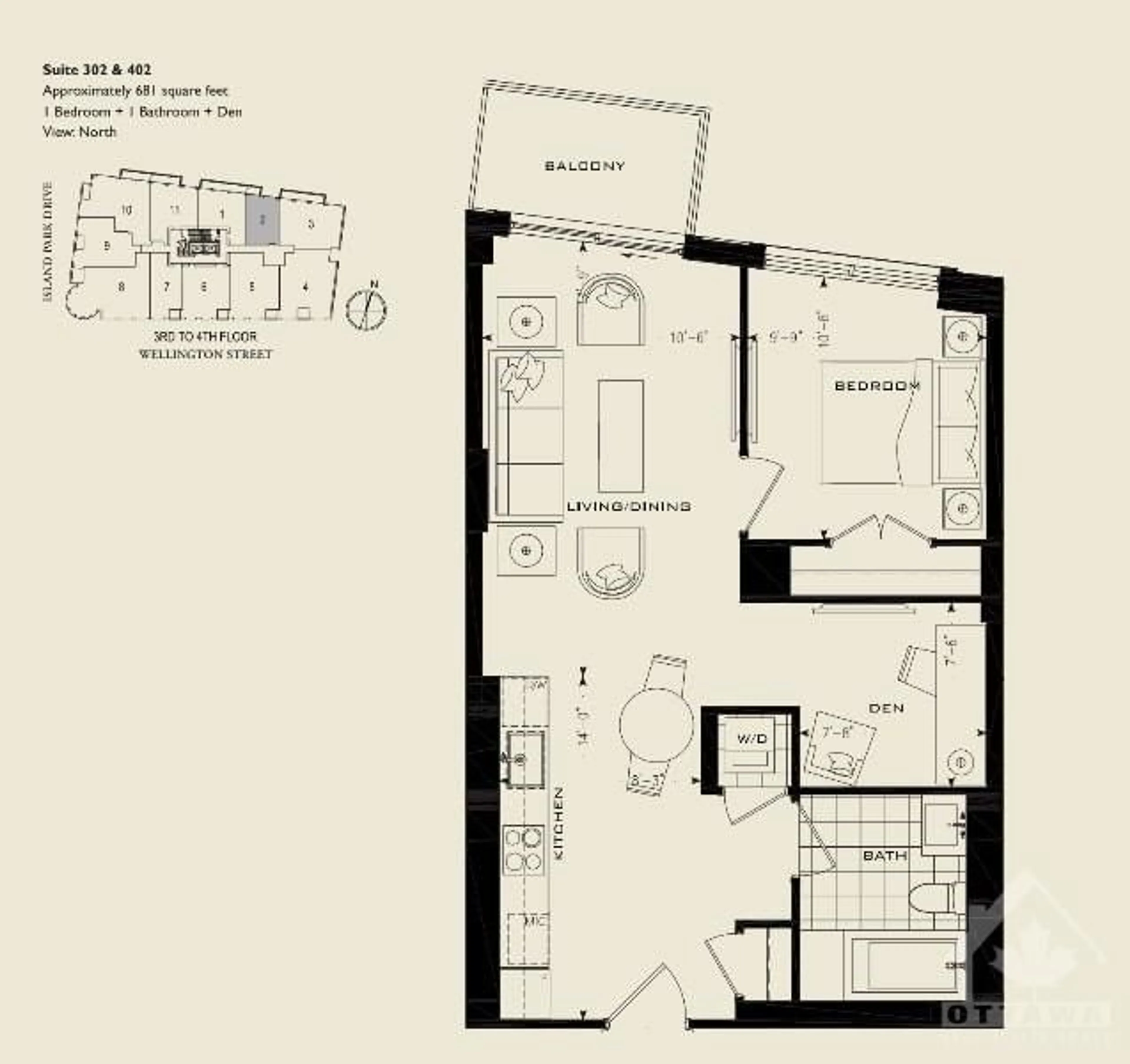 Floor plan for 1451 WELLINGTON St #302, Ottawa Ontario K1Y 2X3