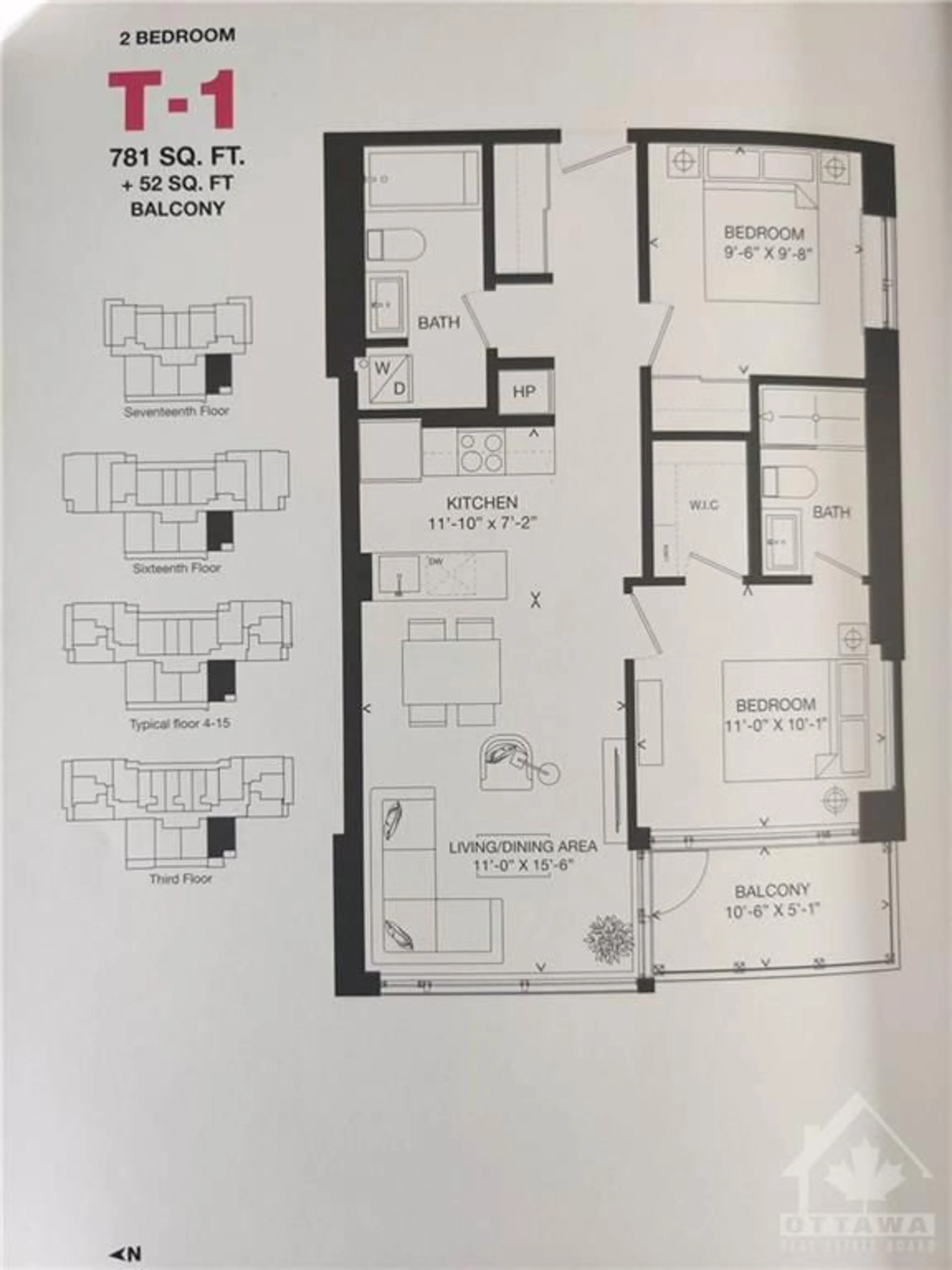 Floor plan for 255 BAY St #1415, Ottawa Ontario K1R 0C5