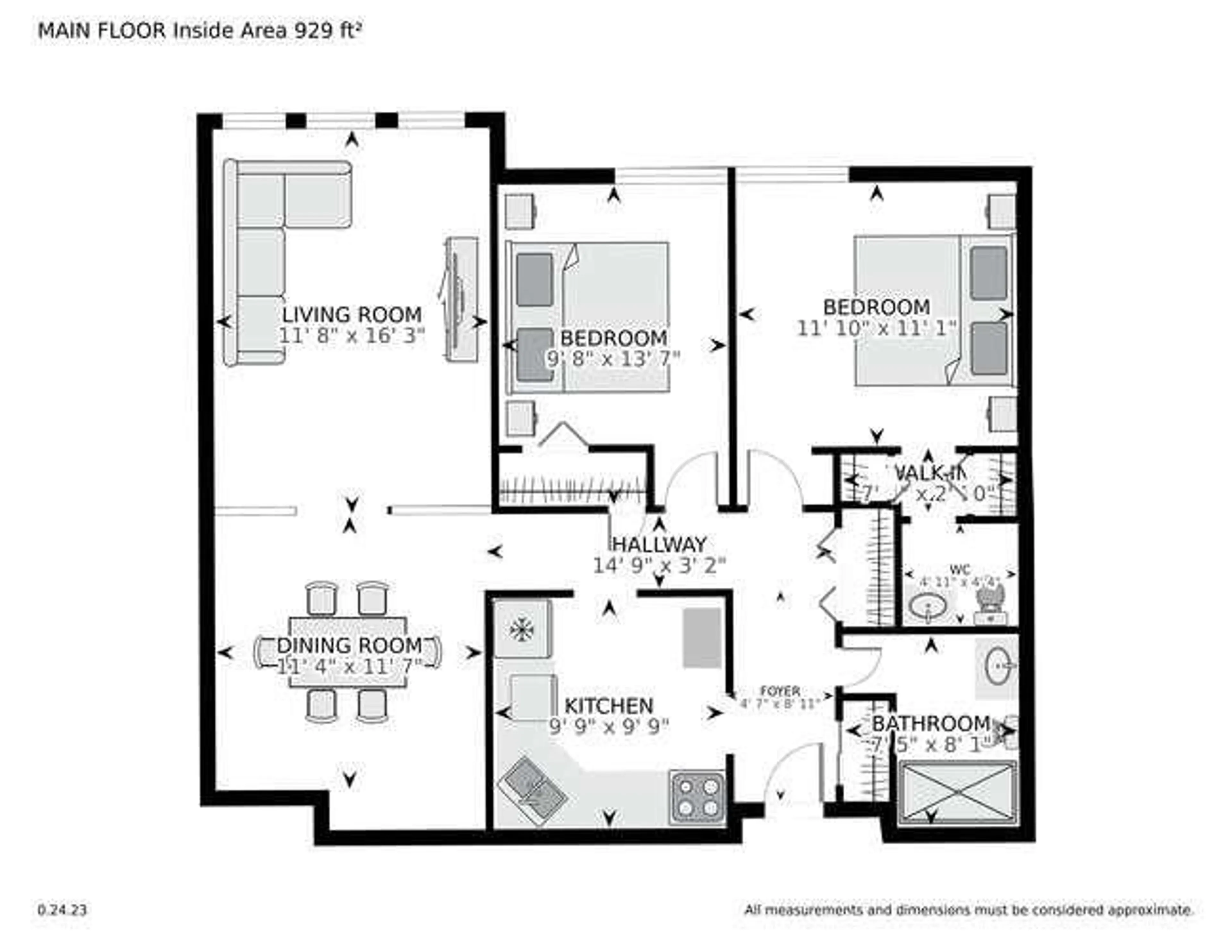 Floor plan for 820 LAURIER Blvd #312, Brockville Ontario K6V 6Z2