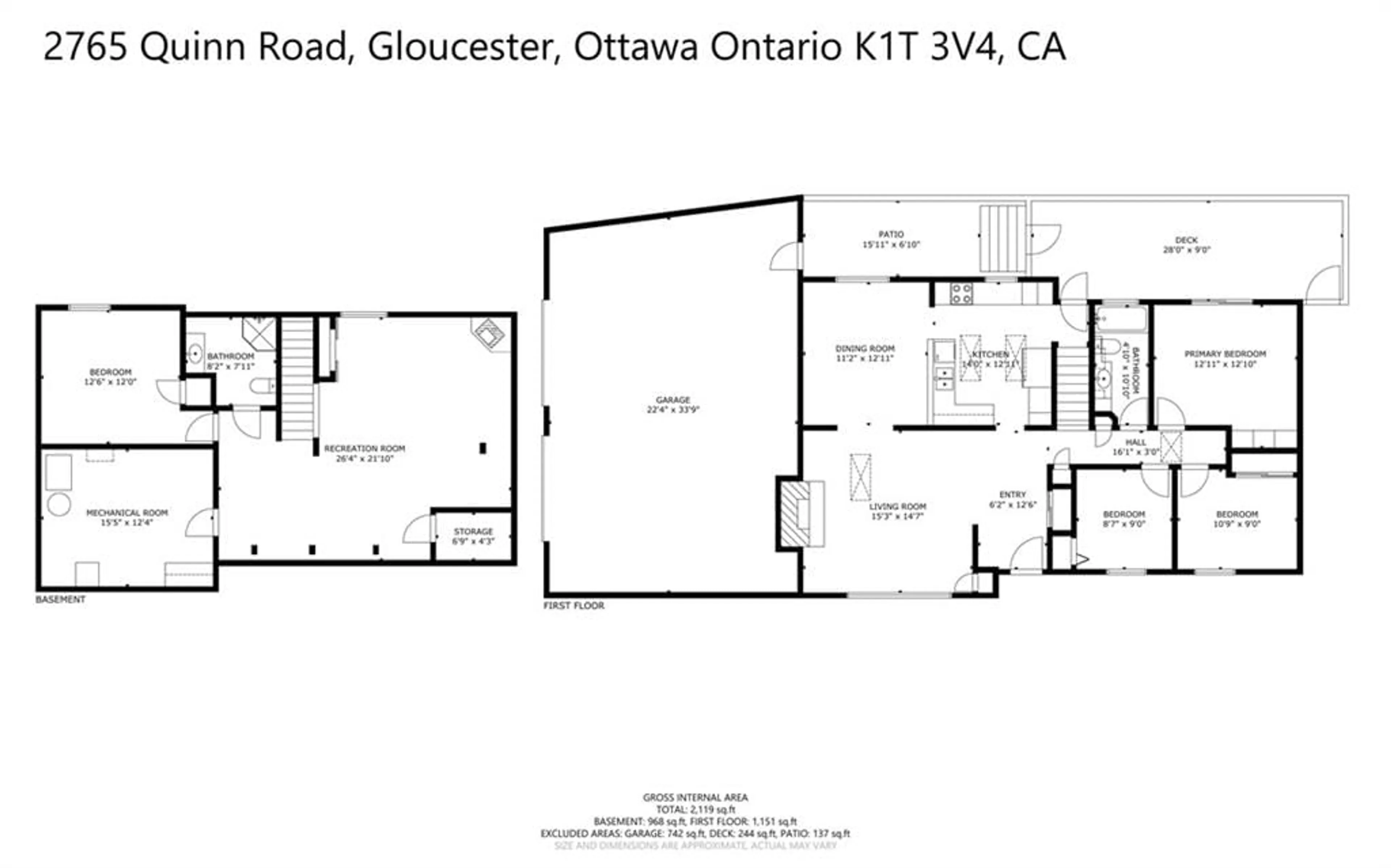Floor plan for 2765 QUINN Rd, Ottawa Ontario K1T 3V4