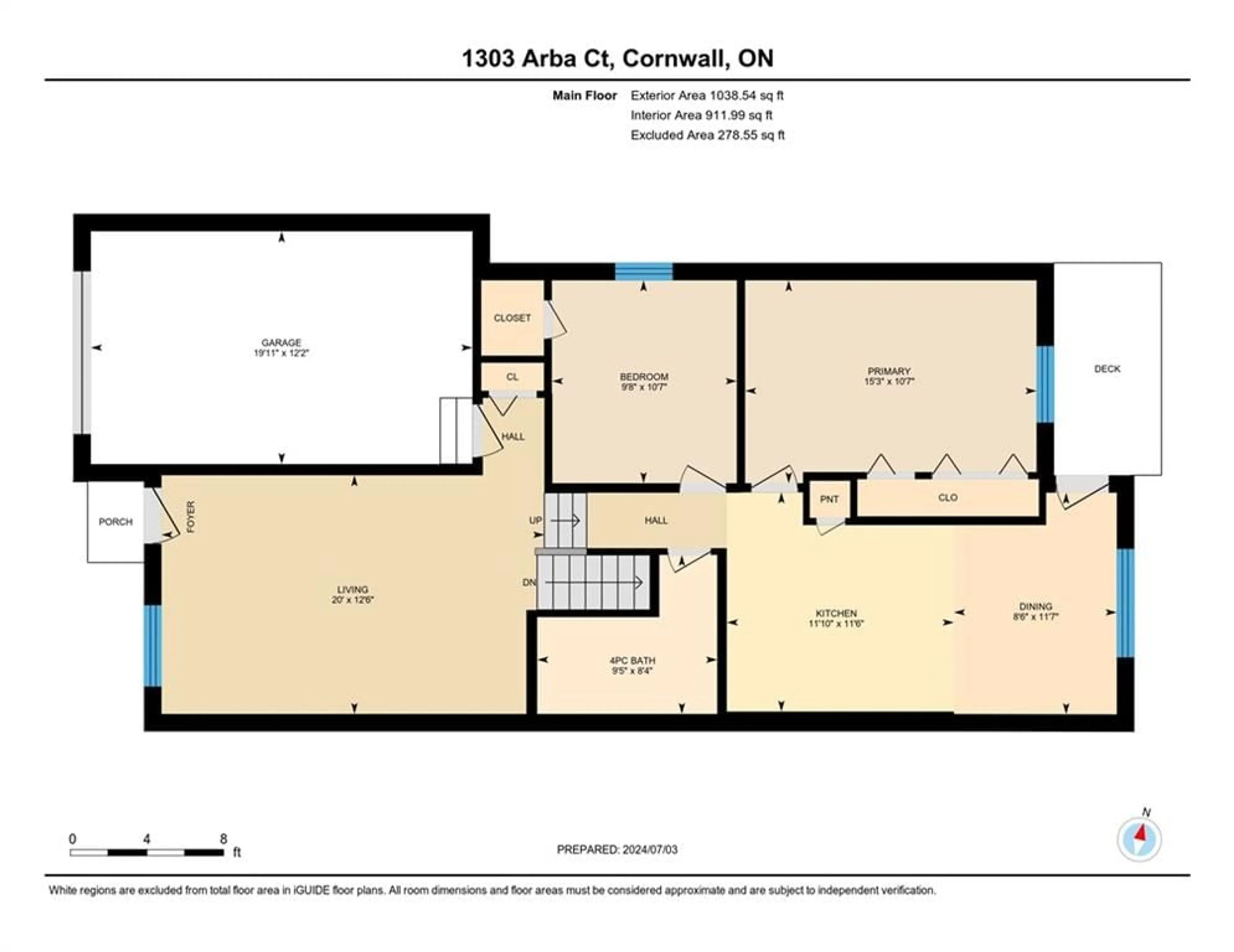 Floor plan for 1303 ARBA Crt, Cornwall Ontario K6H 6N9
