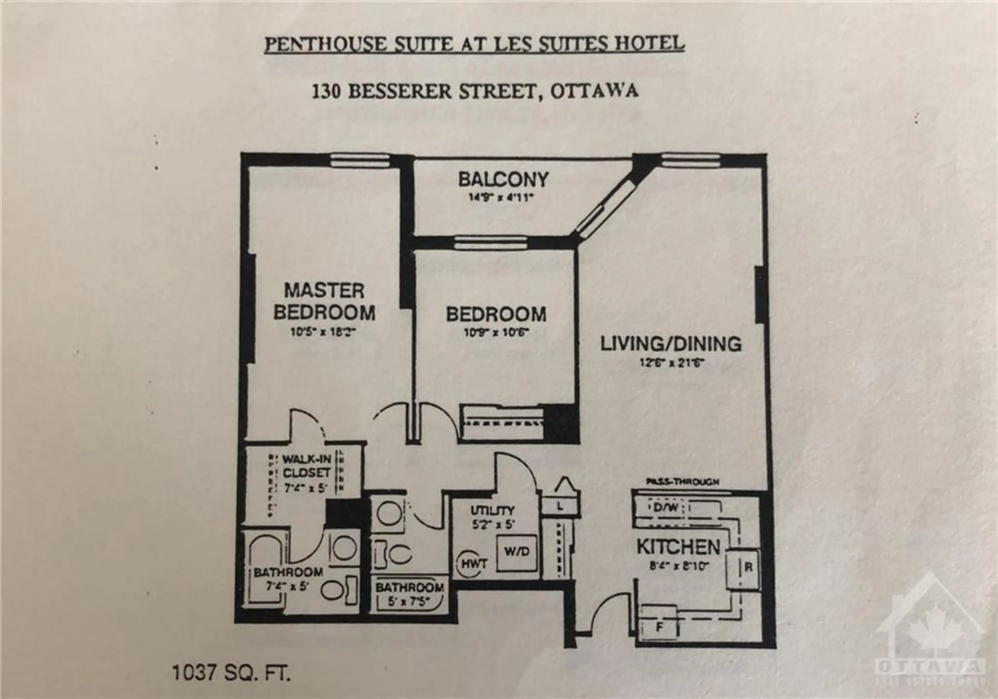 Floor plan for 130 BESSERER St #2204, Ottawa Ontario K1N 9M9