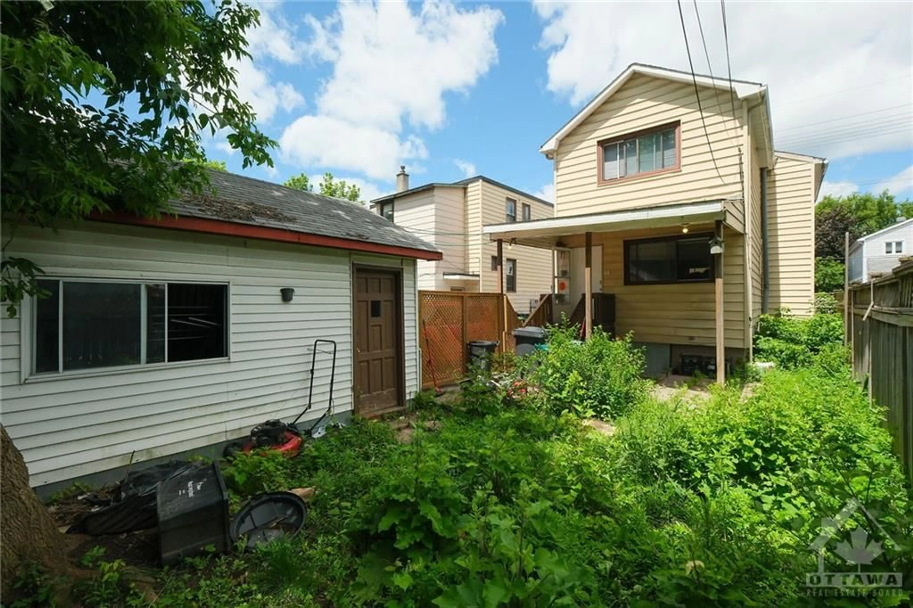 Patio, the fenced backyard for 210 MONTFORT St, Ottawa Ontario K1L 5P4