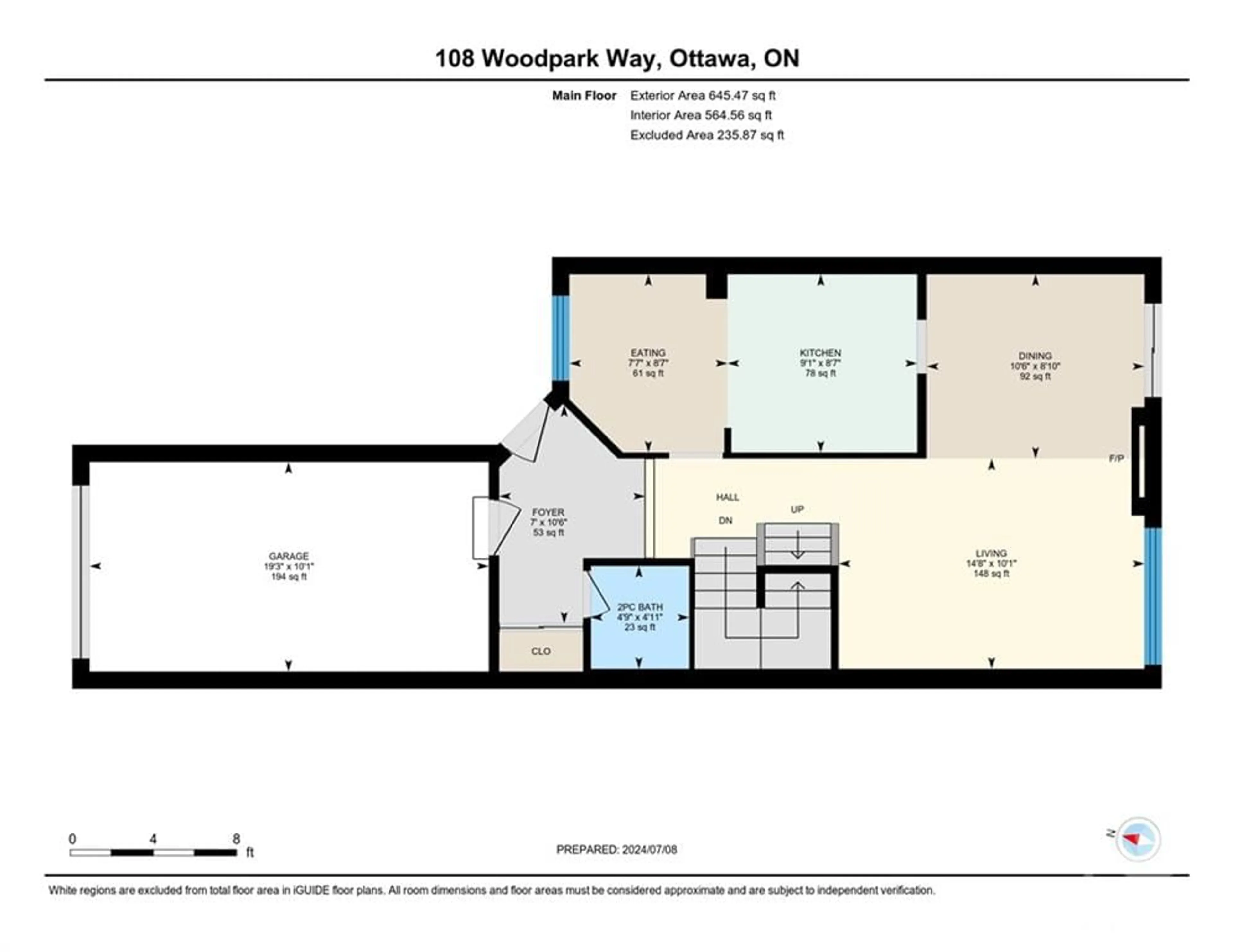 Floor plan for 108 WOODPARK Way, Ottawa Ontario K2J 4C5