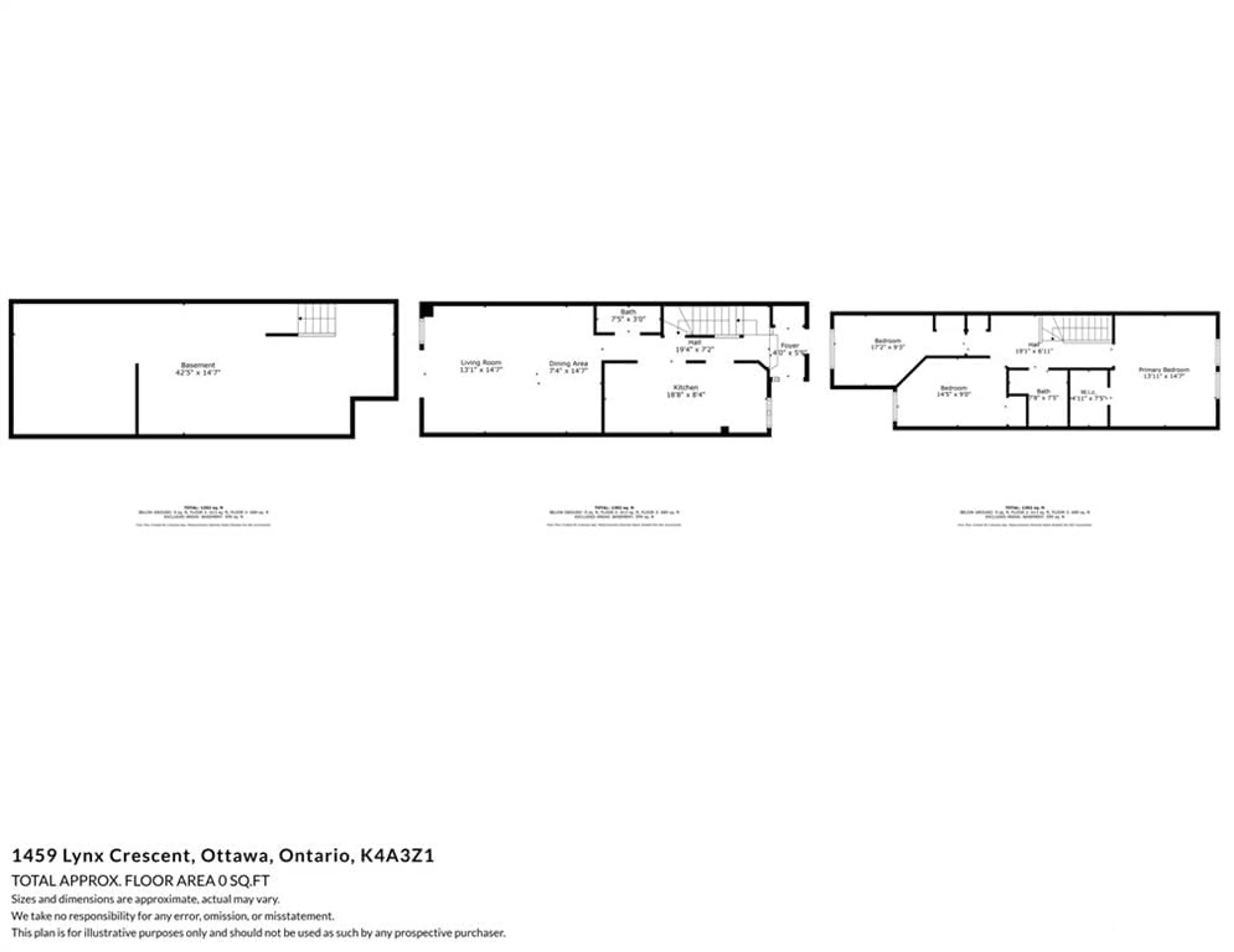 Floor plan for 1459 LYNX Cres, Ottawa Ontario K4A 3Z1