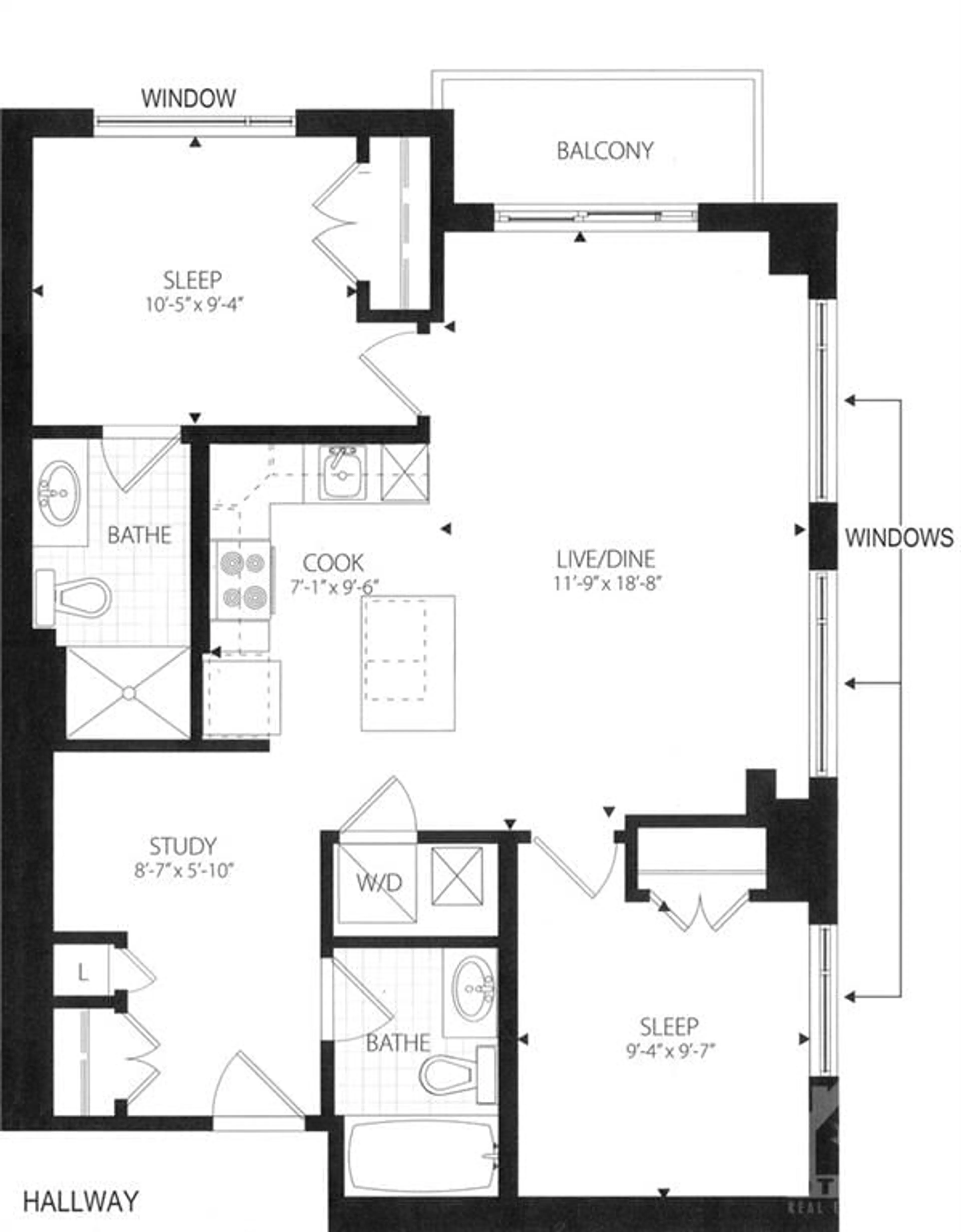 Floor plan for 238 BESSERER St #905, Ottawa Ontario K1N 6B1