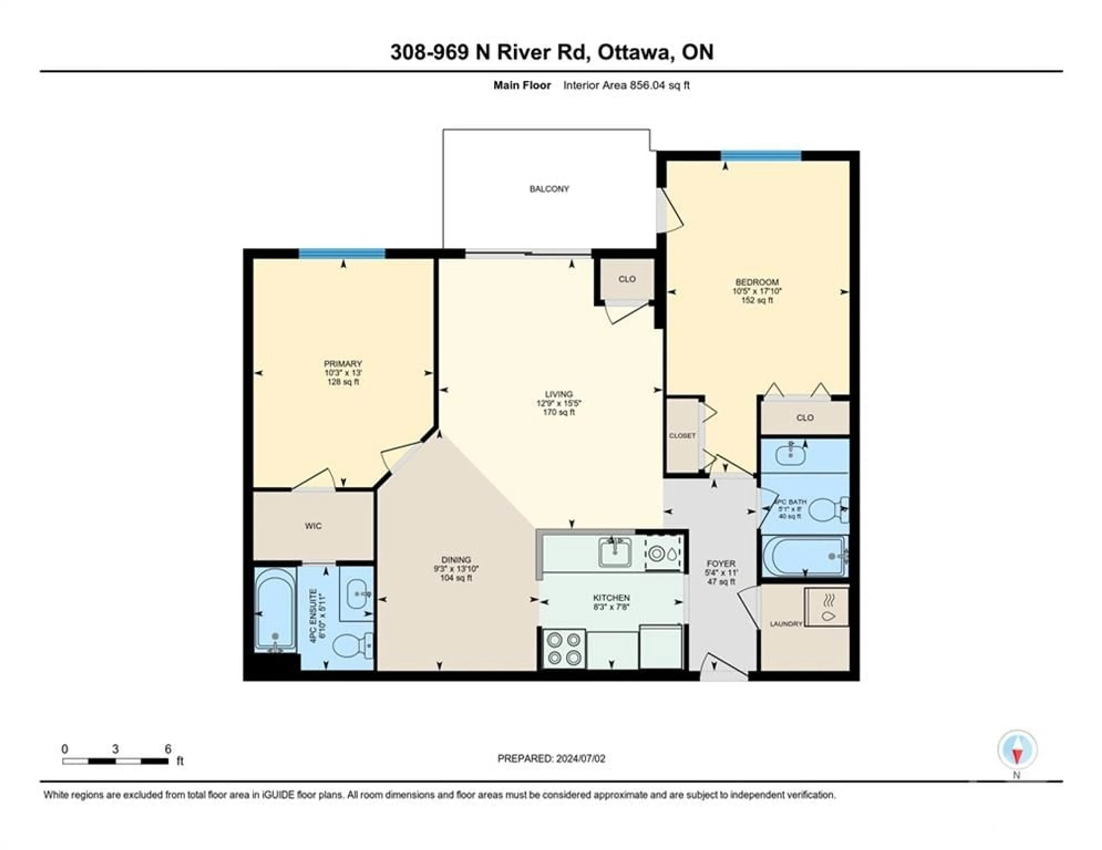 Floor plan for 969 NORTH RIVER Rd #308, Ottawa Ontario K1K 3V3