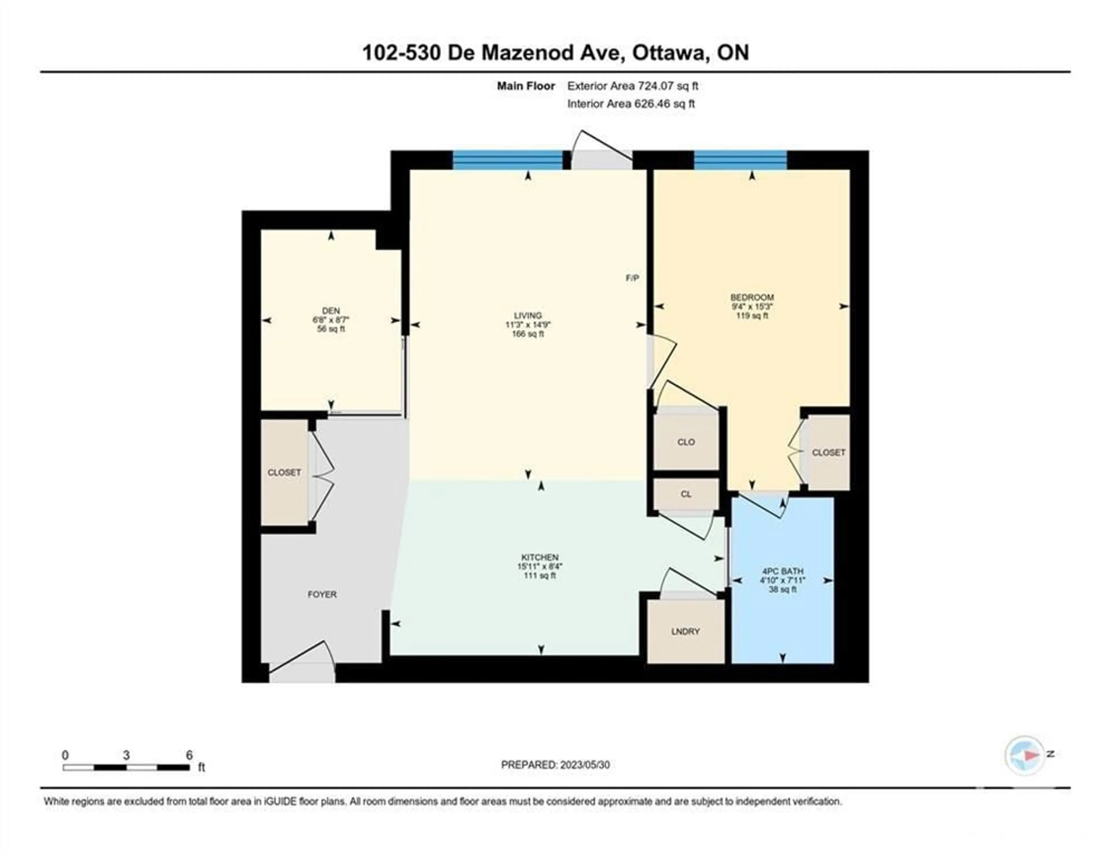 Floor plan for 530 DE MAZENOD Ave #102, Ottawa Ontario K1S 5W8