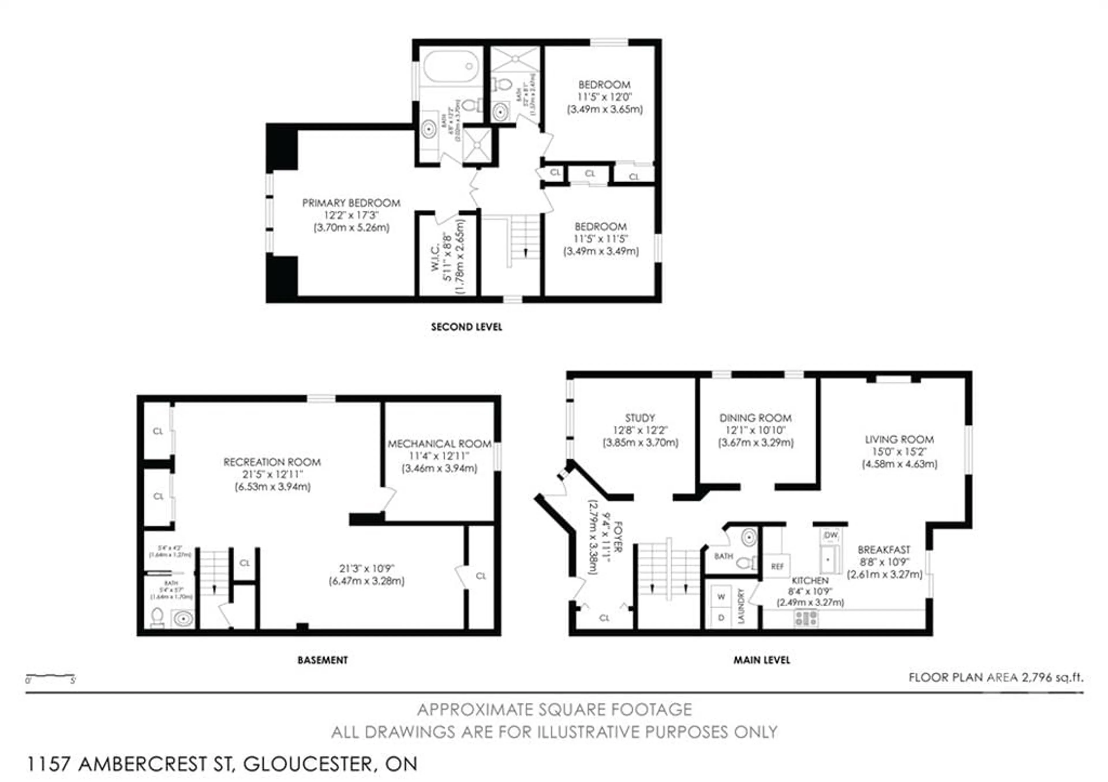 Floor plan for 1157 AMBERCREST St, Ottawa Ontario K1J 1A9