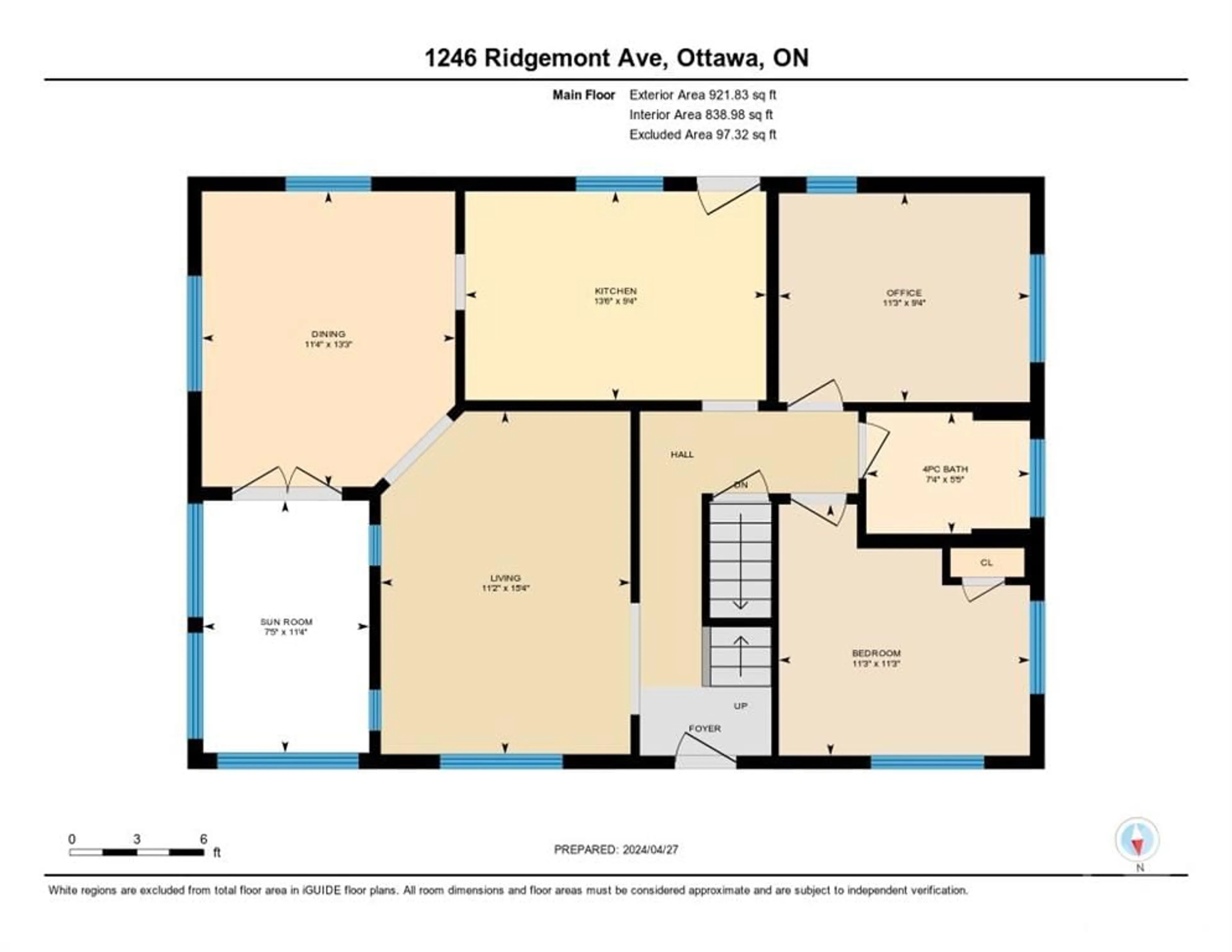 Floor plan for 1246 RIDGEMONT Ave, Ottawa Ontario K1V 6E7