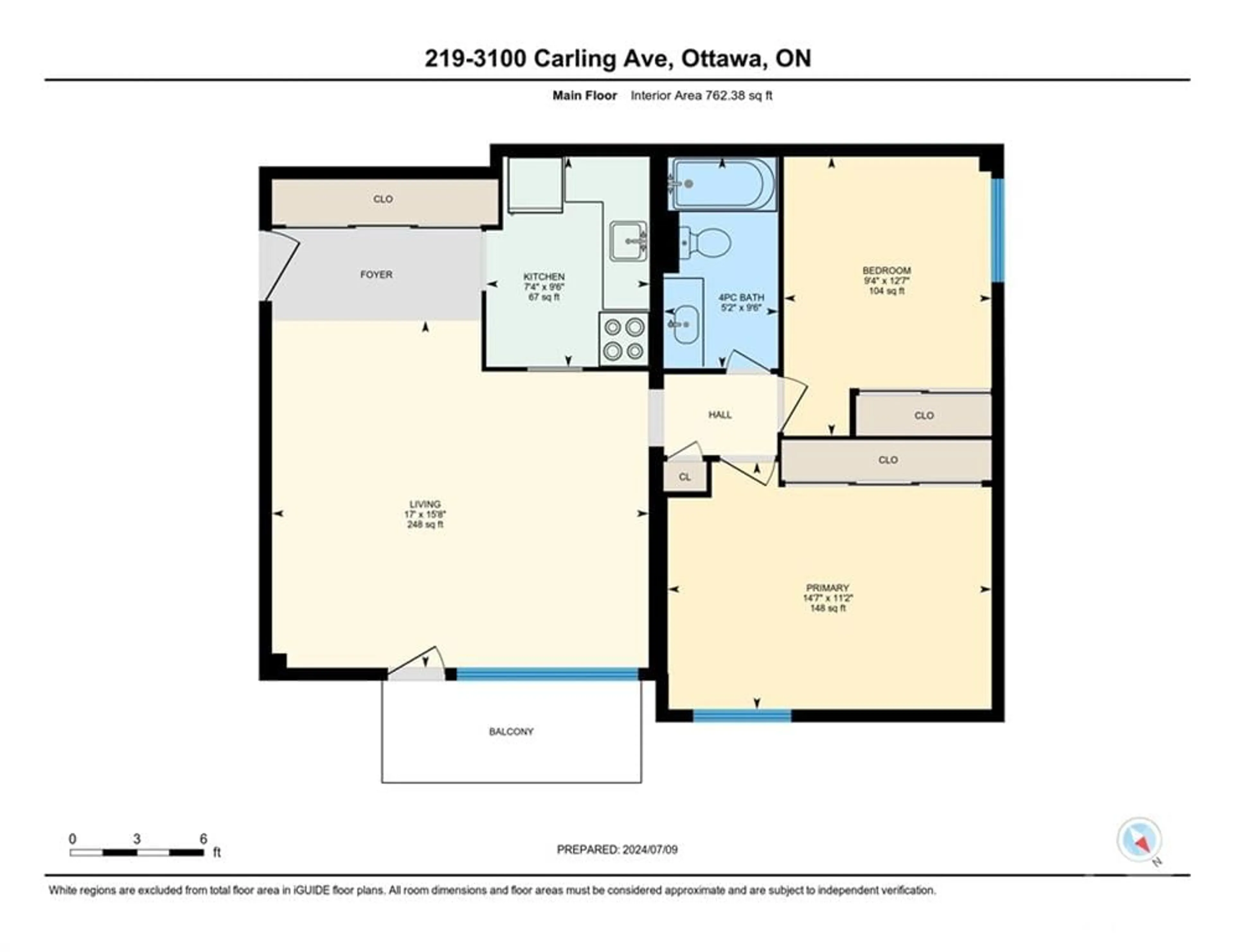 Floor plan for 3100 CARLING Ave #219, Ottawa Ontario K2B 6J6