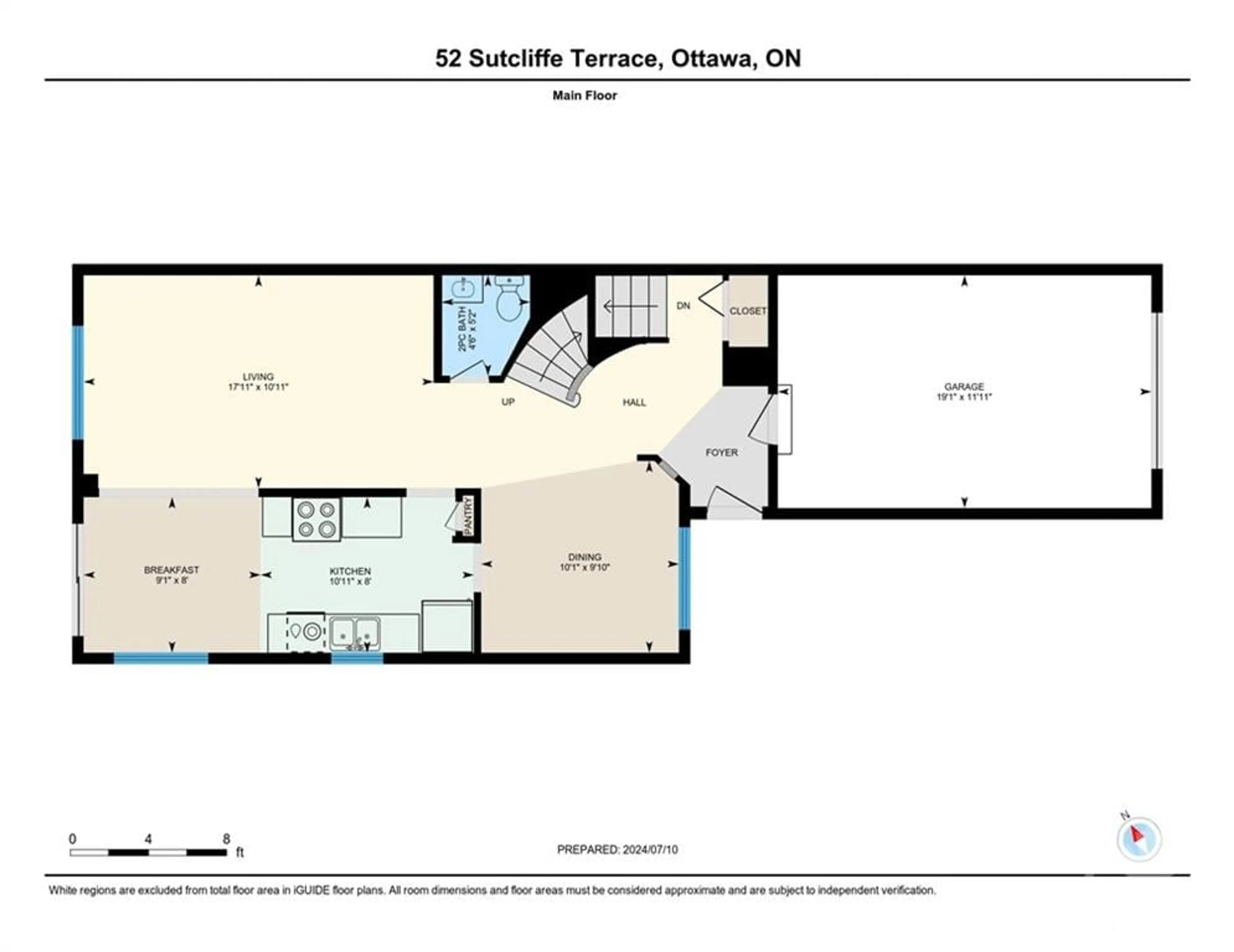 Floor plan for 52 SUTCLIFFE Terr, Ottawa Ontario K2J 4R2