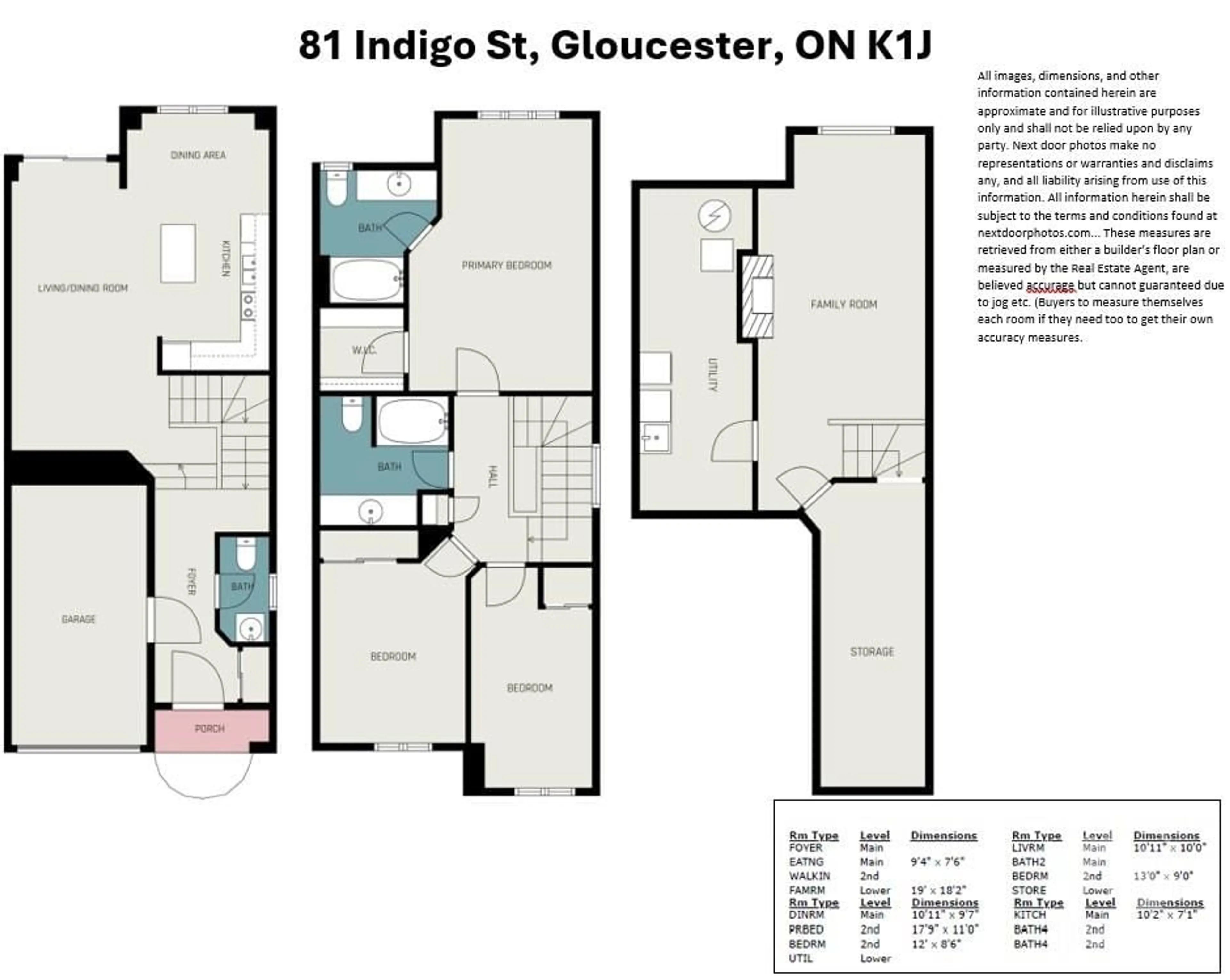 Floor plan for 81 INDIGO St, Ottawa Ontario K1J 0A7