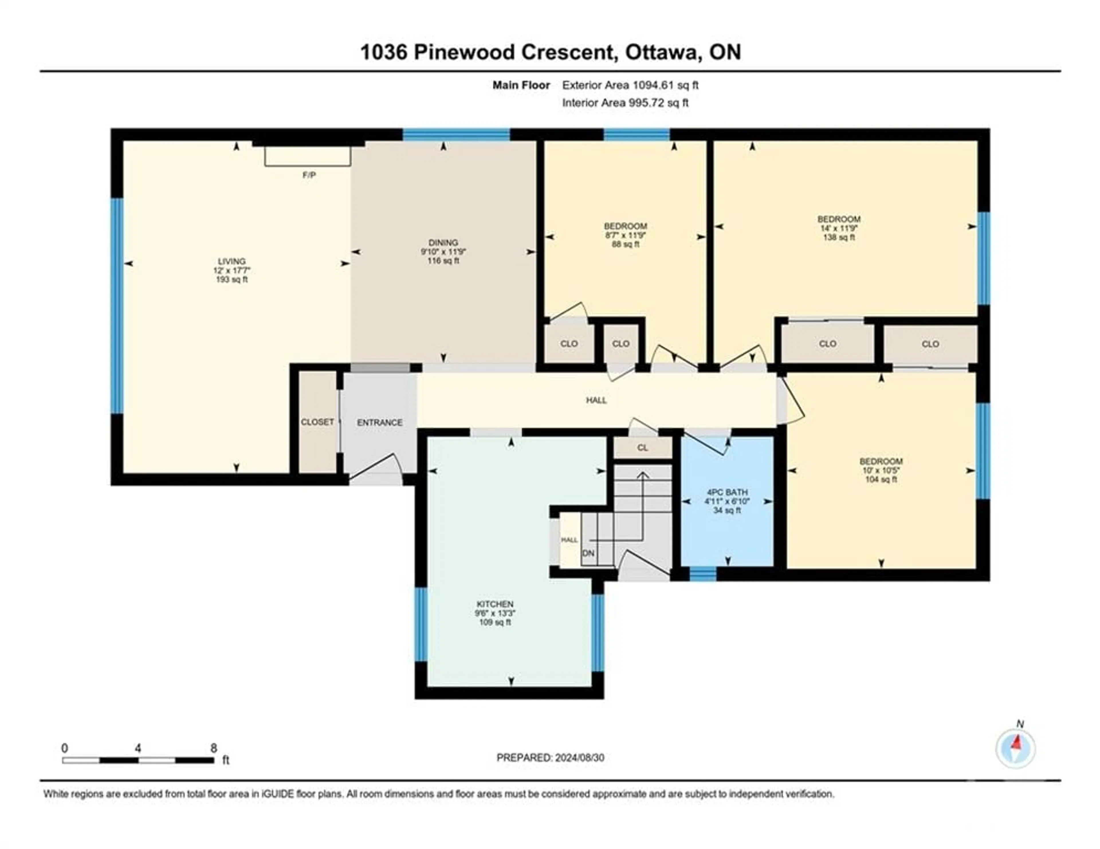 Floor plan for 1036 PINEWOOD Cres, Ottawa Ontario K2B 5Y5