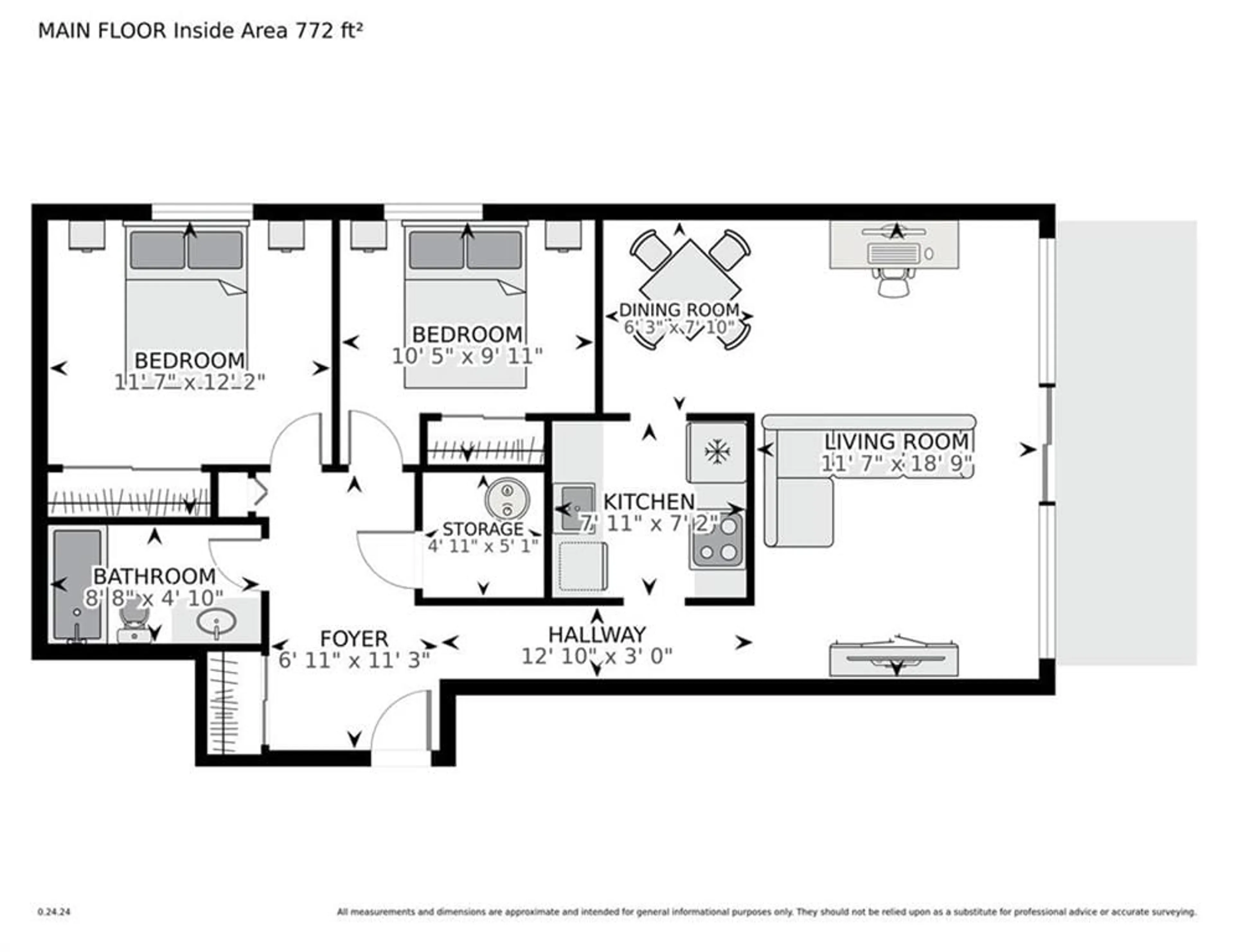 Floor plan for 3 APPLE St #810, Brockville Ontario K6V 4X5