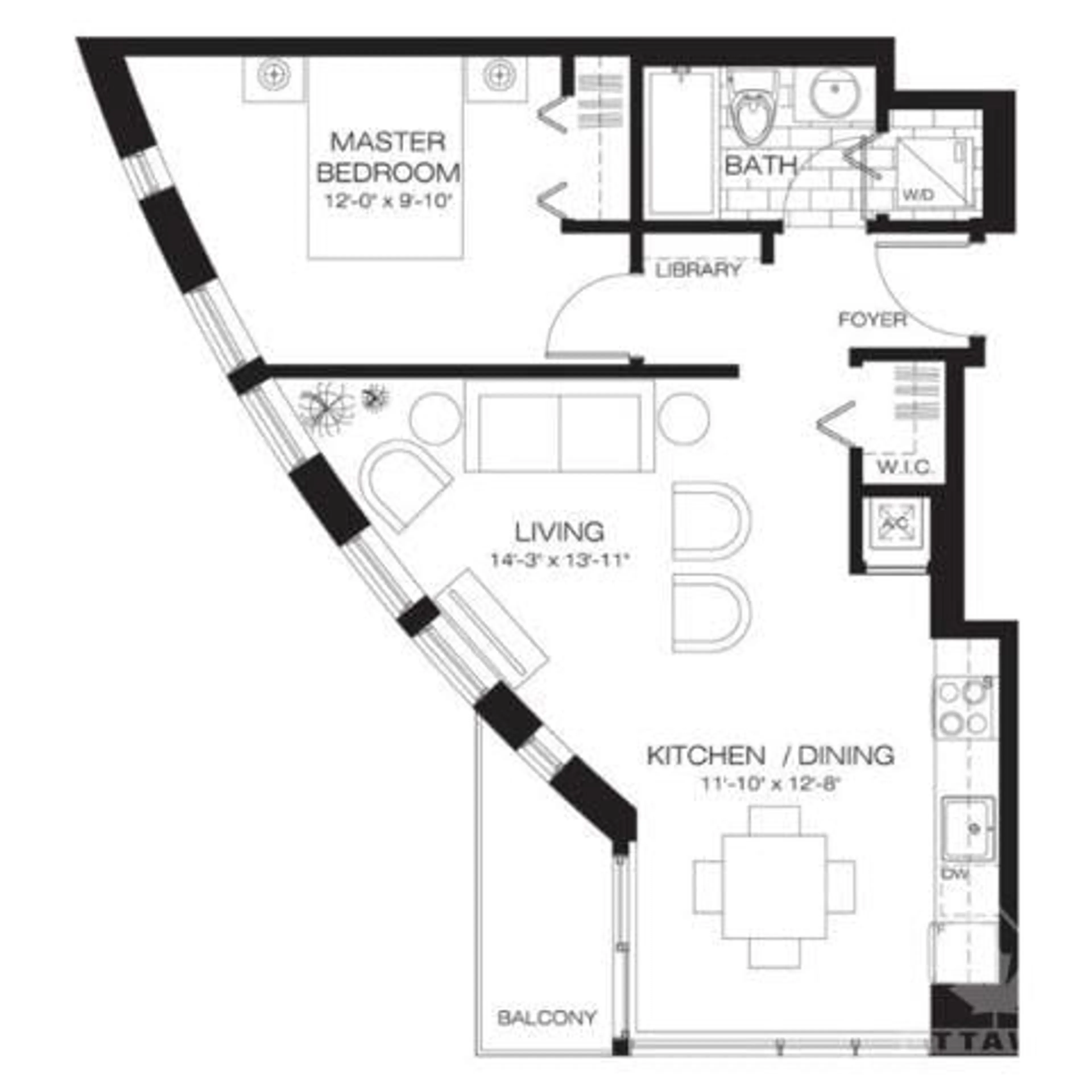 Floor plan for 40 NEPEAN St #705, Ottawa Ontario K2P 0X5