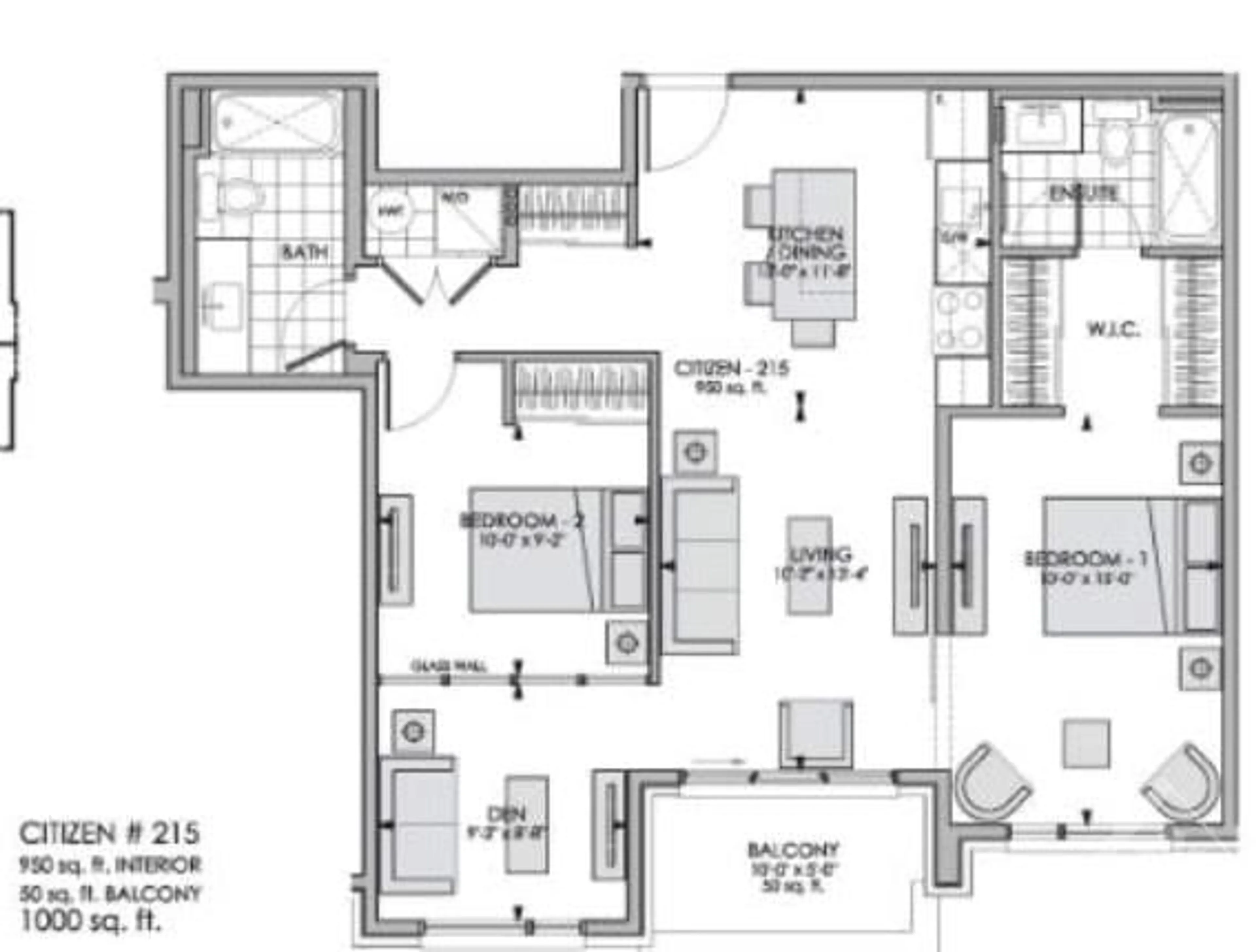 Floor plan for 429 KENT St #215, Ottawa Ontario K2P 1B5