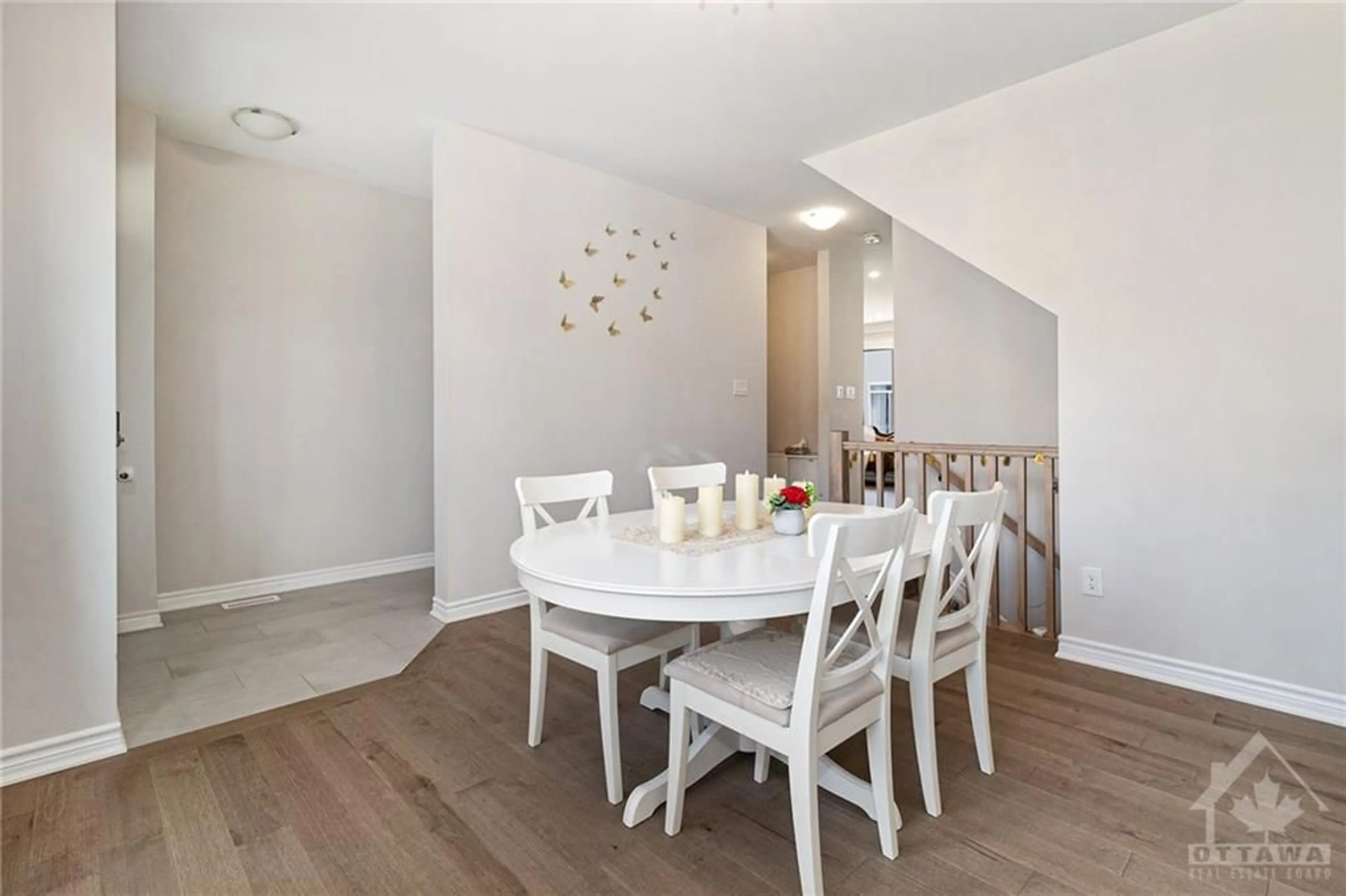 Dining room, wood floors, cottage for 1804 HAIKU St, Ottawa Ontario K2J 6W5