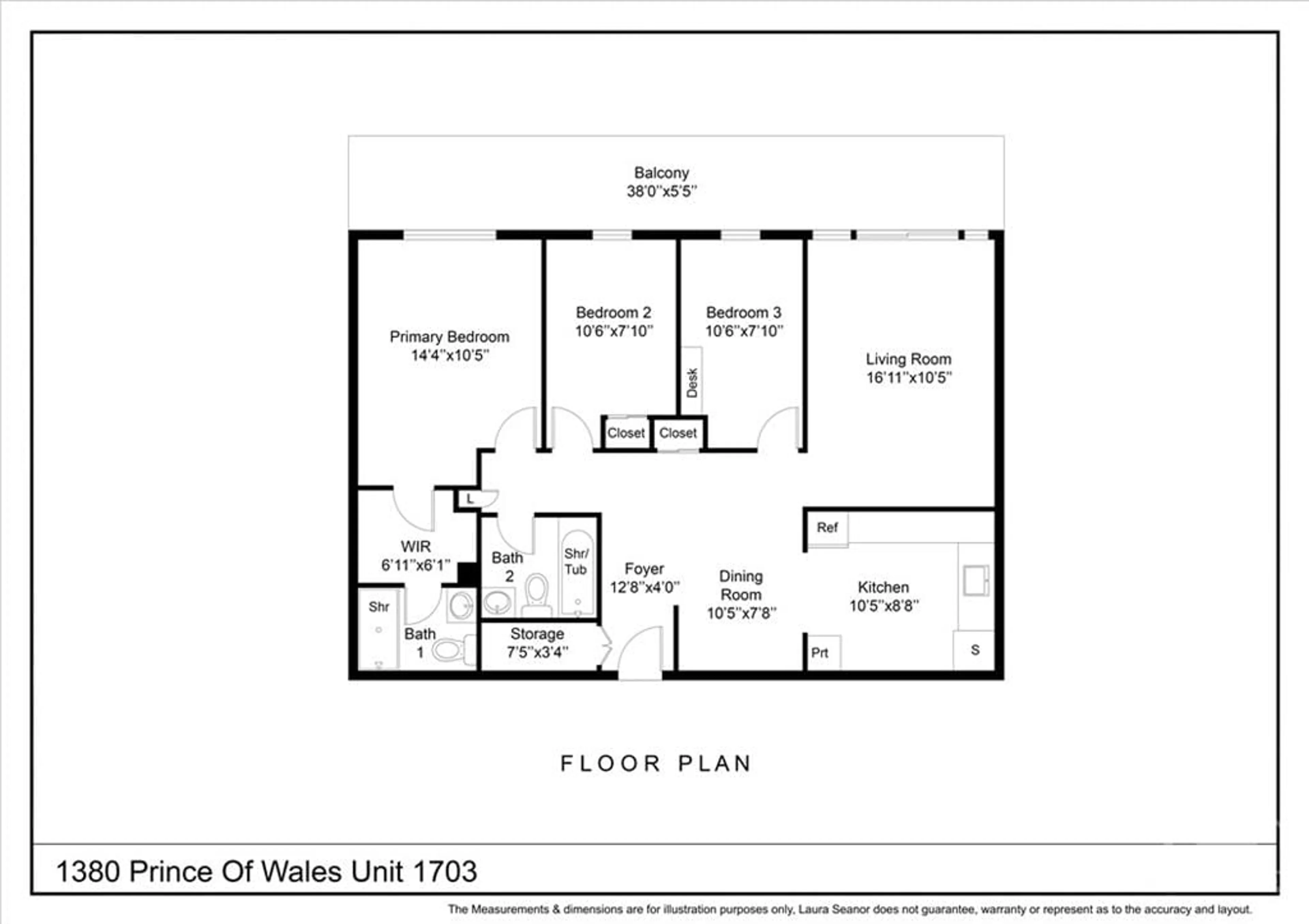 Floor plan for 1380 PRINCE OF WALES Dr #1703, Ottawa Ontario K2C 3N5