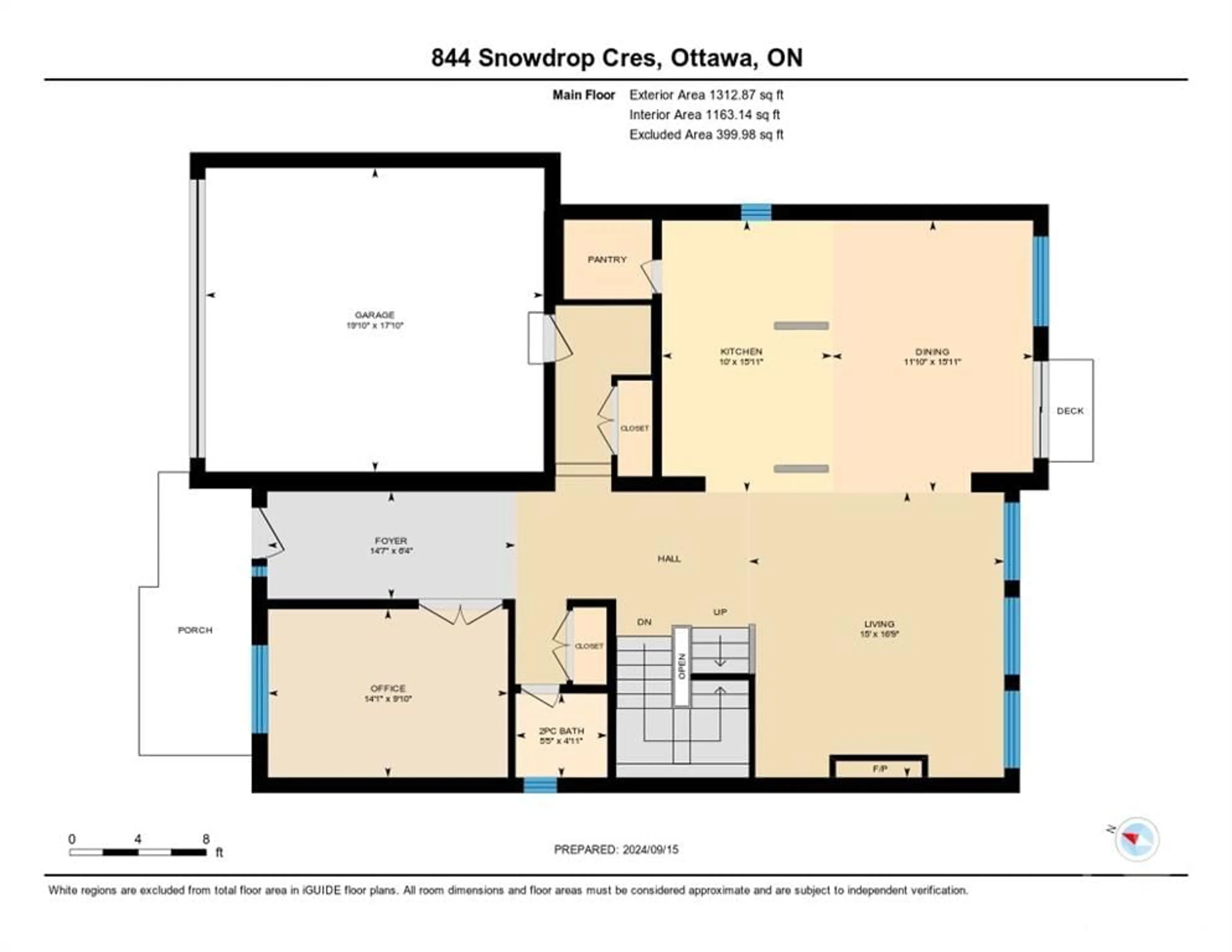 Floor plan for 844 SNOWDROP Cres, Ottawa Ontario K1T 0E9