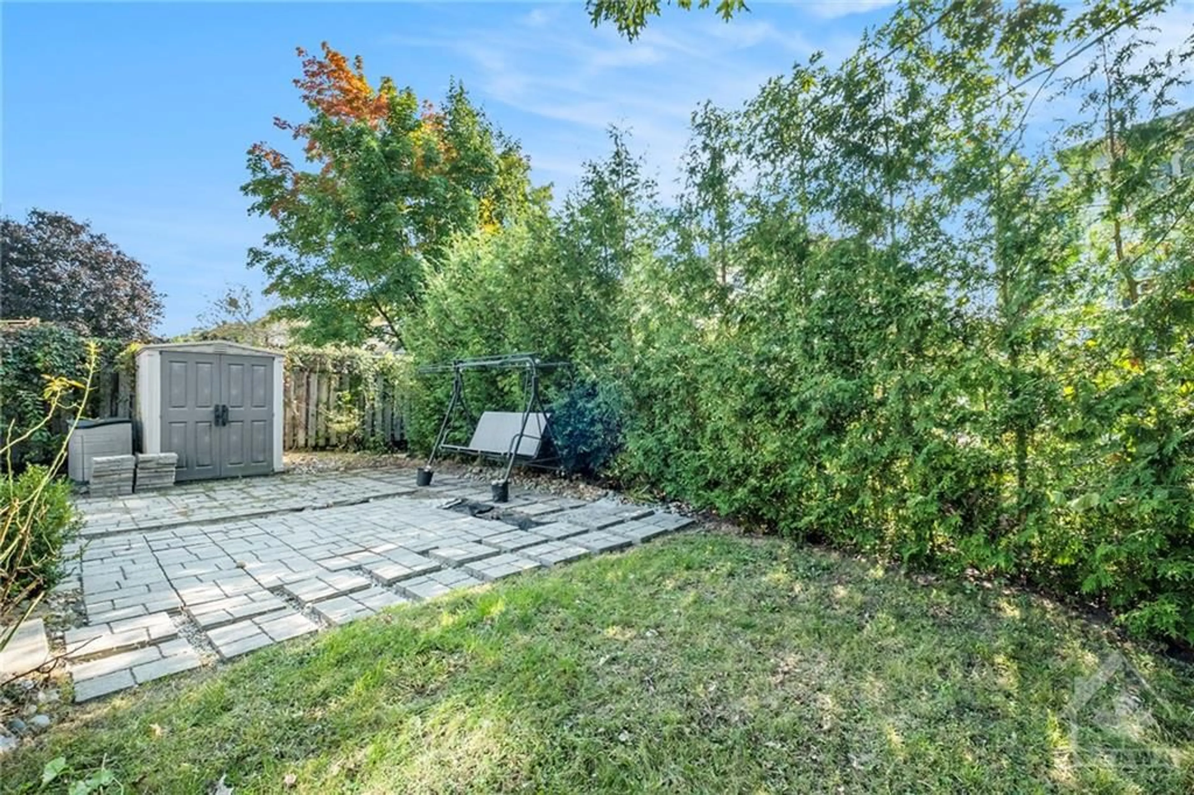 Patio, the fenced backyard for 228 MCGIBBON Dr, Kanata Ontario K2L 3Y5