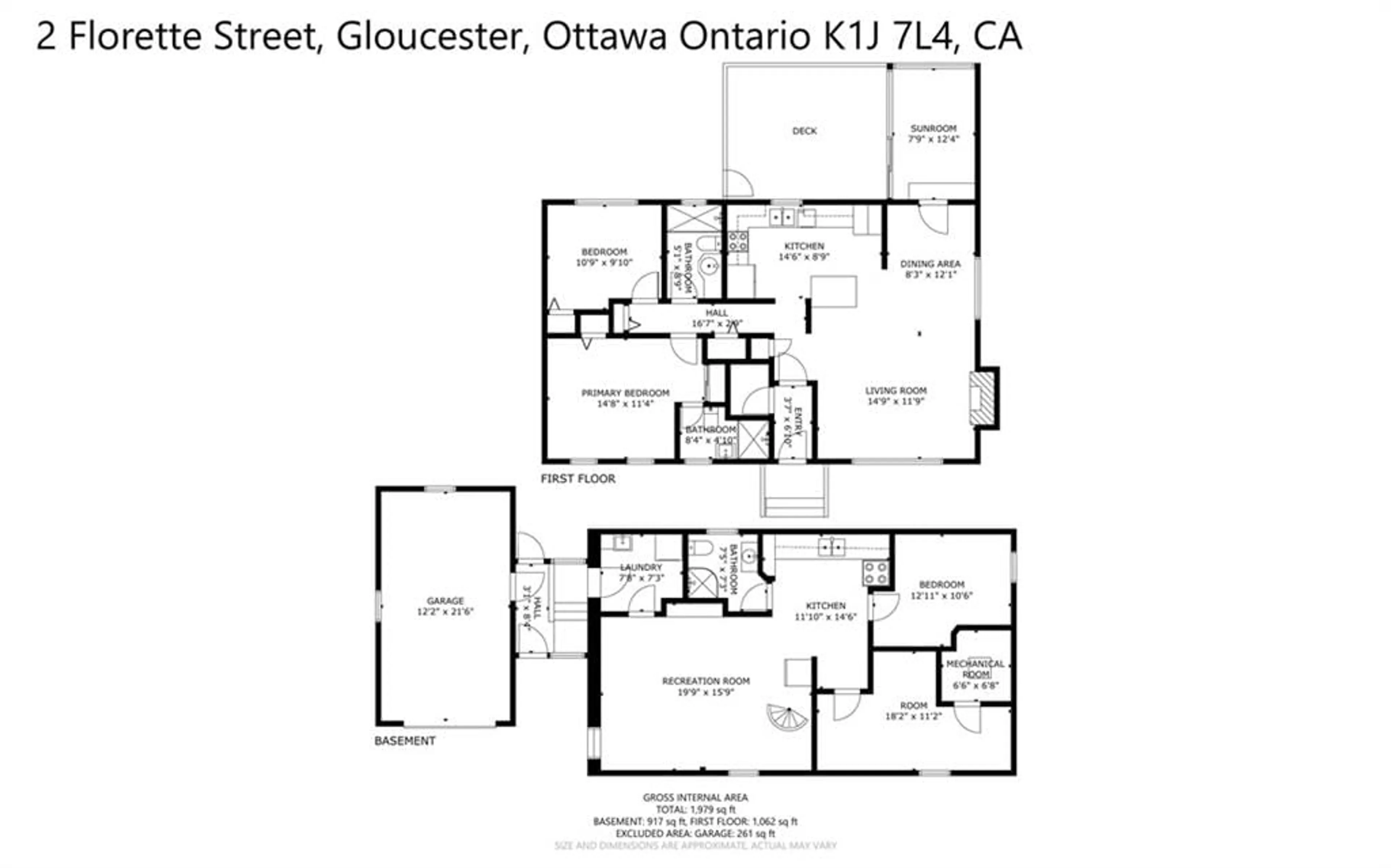 Floor plan for 2 FLORETTE St, Gloucester Ontario K1J 7L4