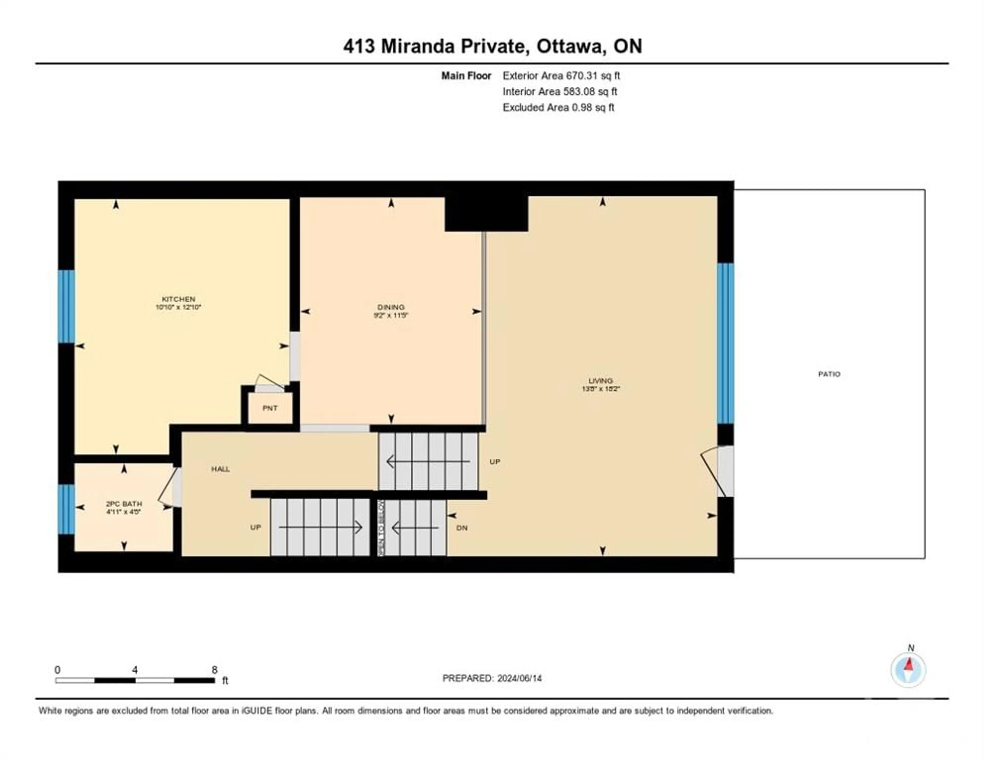 Floor plan for 413 MIRANDA Pvt, Ottawa Ontario K1K 3Y2