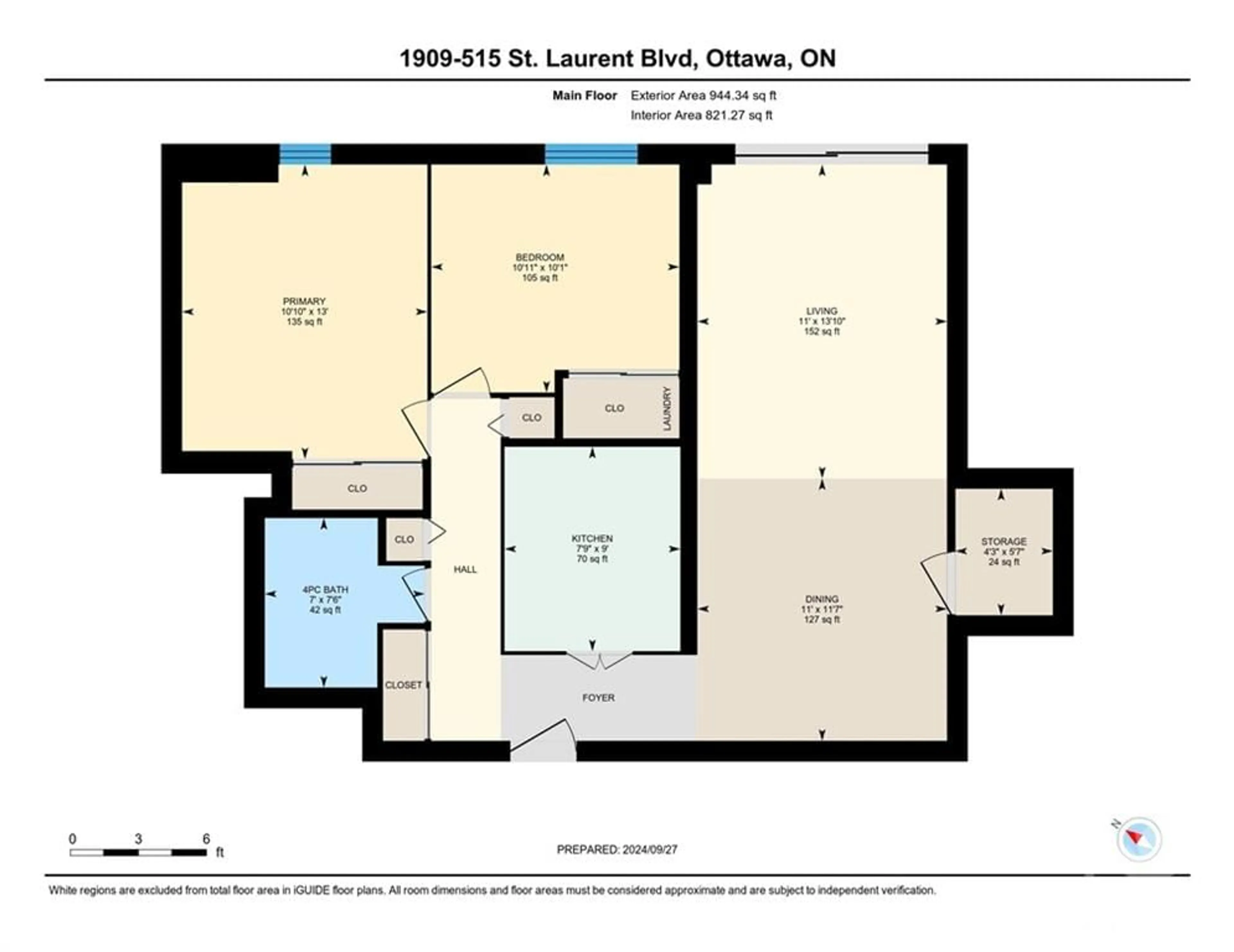 Floor plan for 515 ST LAURENT Blvd #1909, Ottawa Ontario K1K 3X5