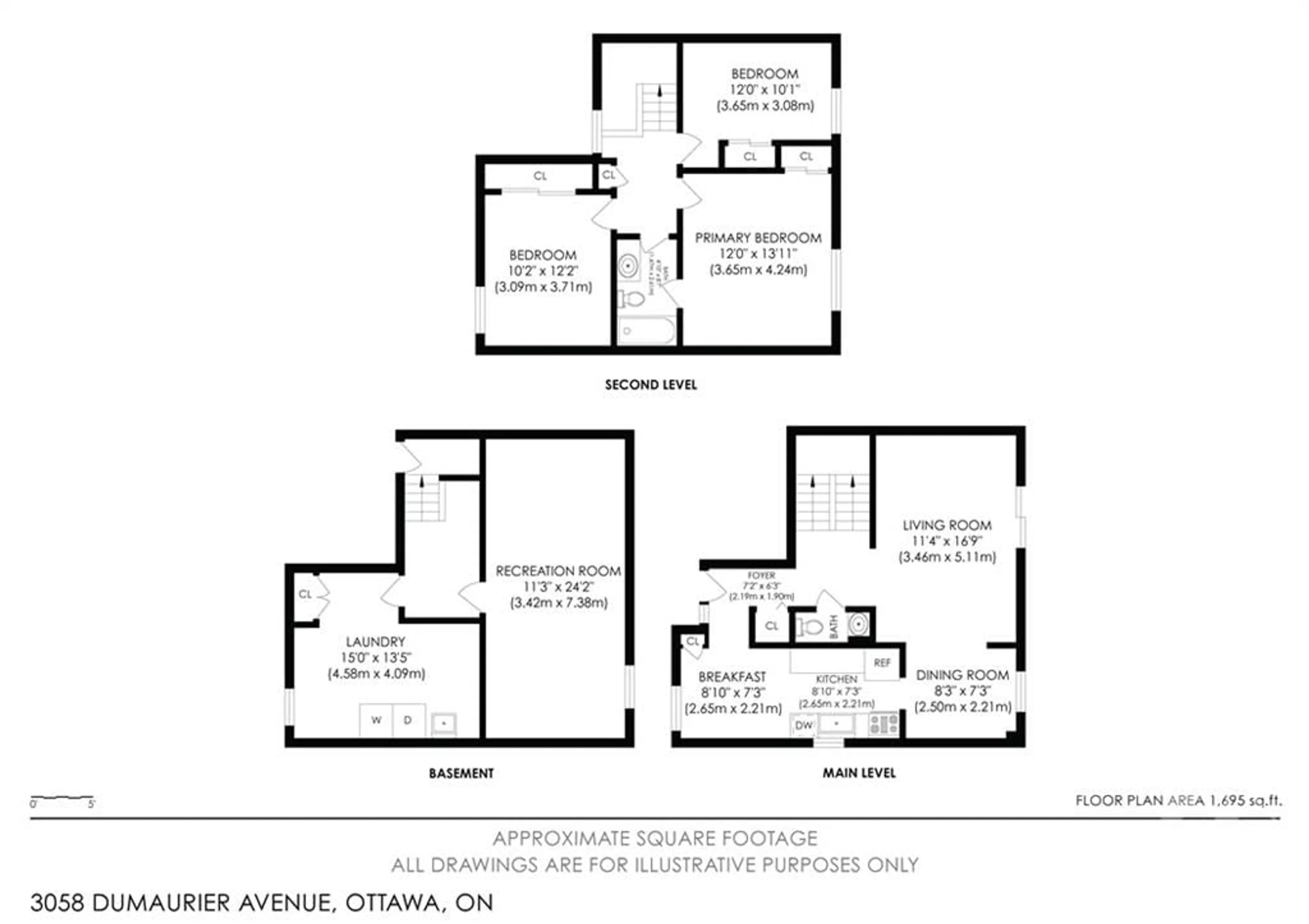 Floor plan for 3058 DUMAURIER Ave, Ottawa Ontario K2B 8J2