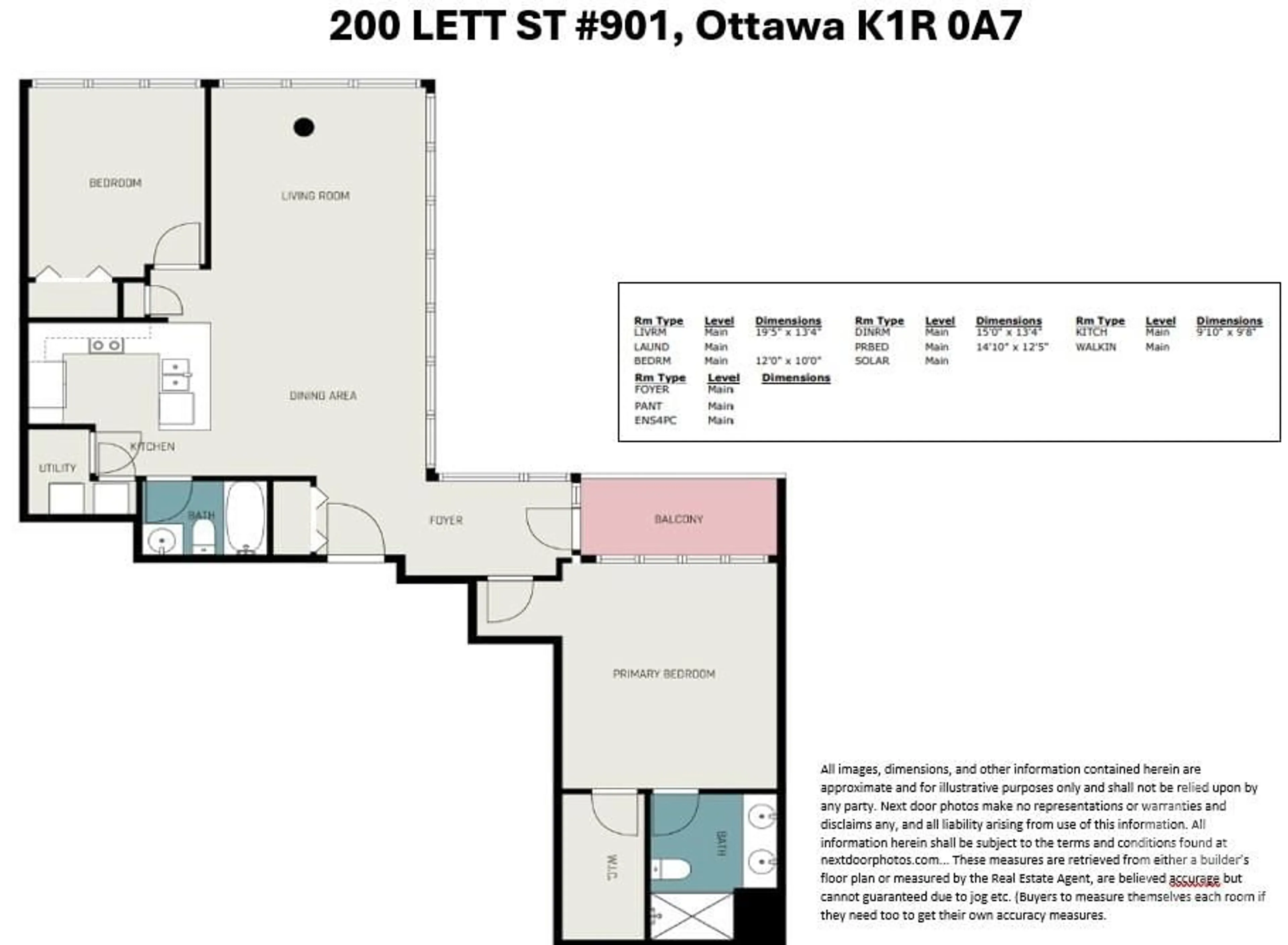 Floor plan for 200 LETT St #901, Ottawa Ontario K1R 0A7