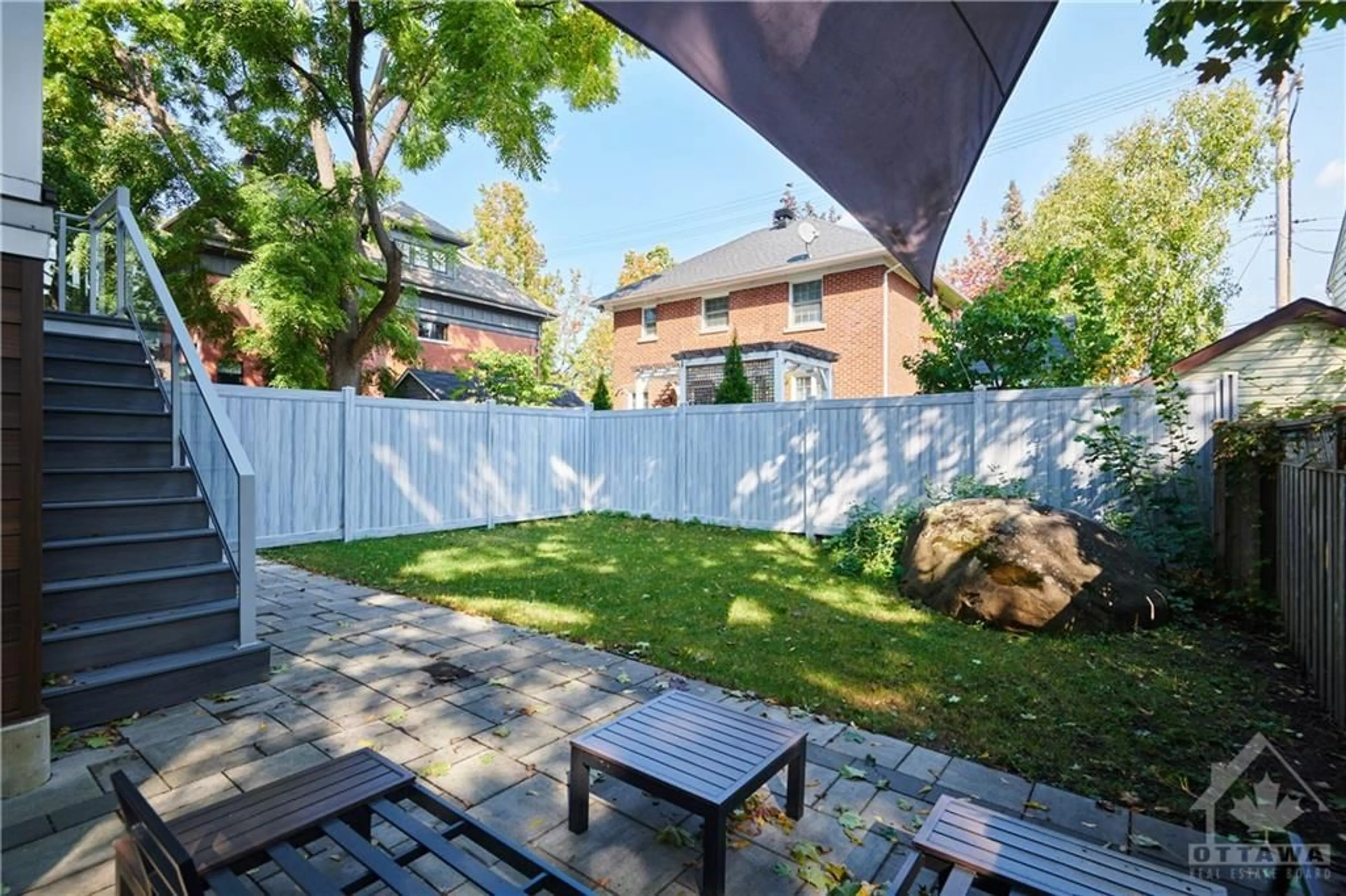 Patio, the fenced backyard for 17 GWYNNE Ave, Ottawa Ontario K1Y 1X1