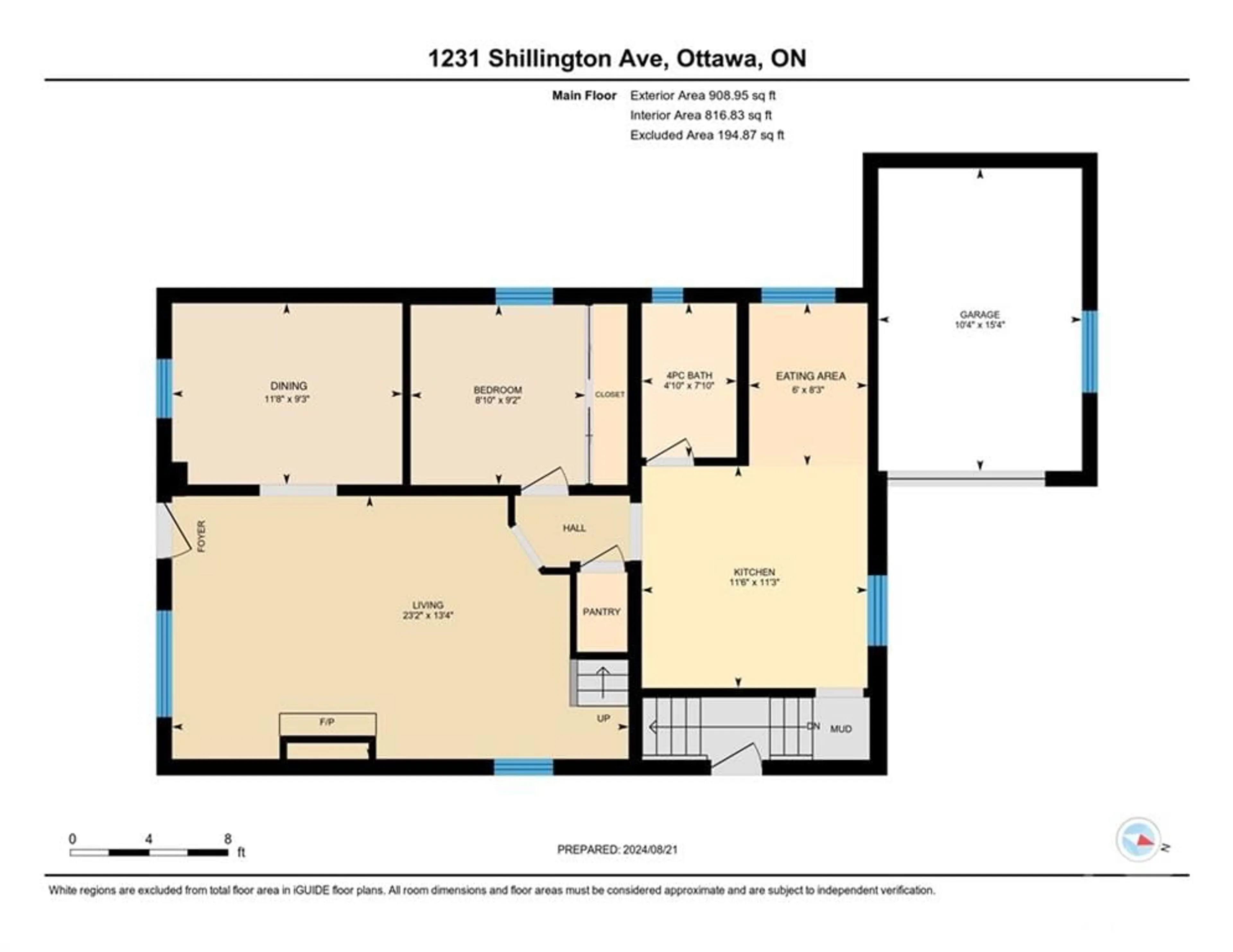 Floor plan for 1231 SHILLINGTON Ave, Ottawa Ontario K1Z 7Z9