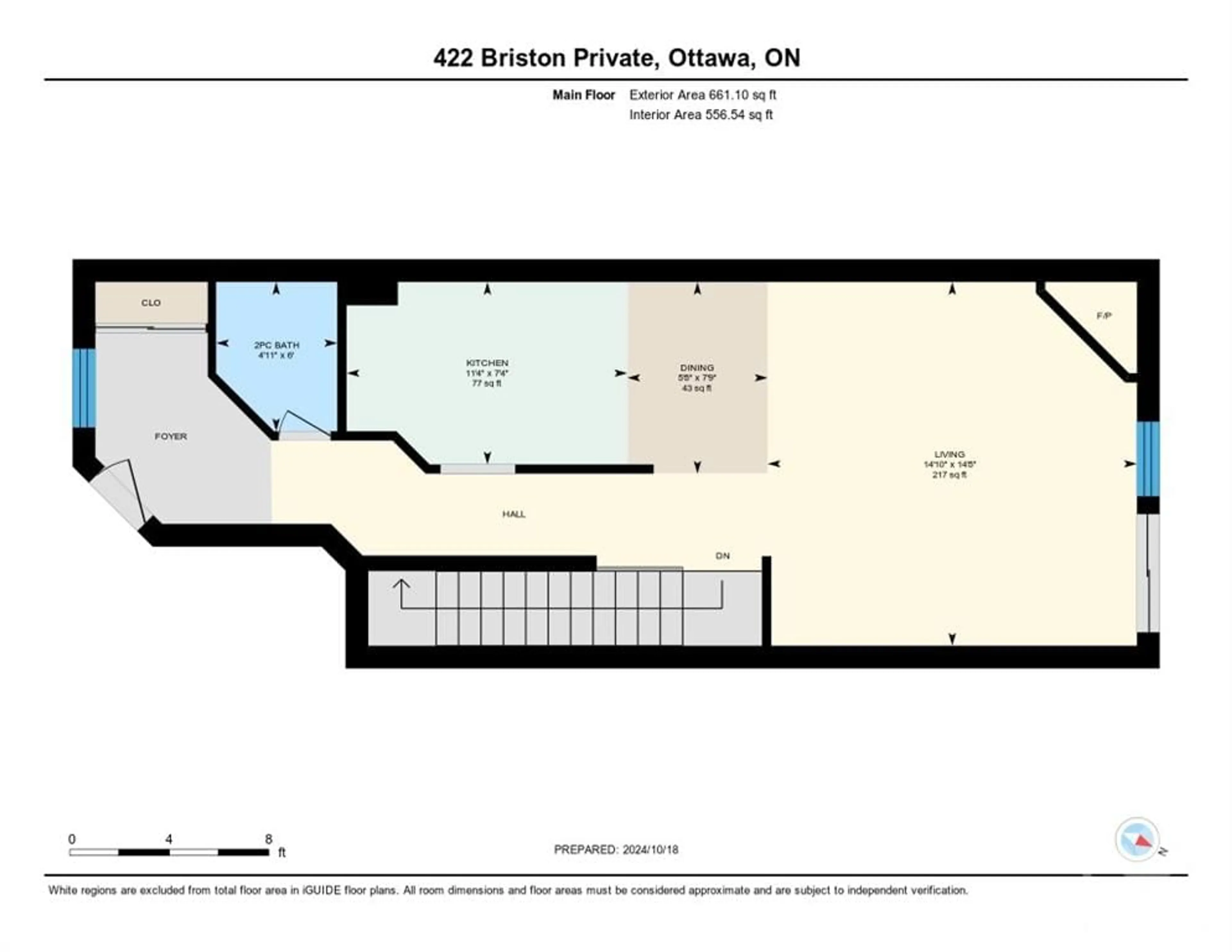 Floor plan for 422 BRISTON Pvt, Ottawa Ontario K1G 5R4