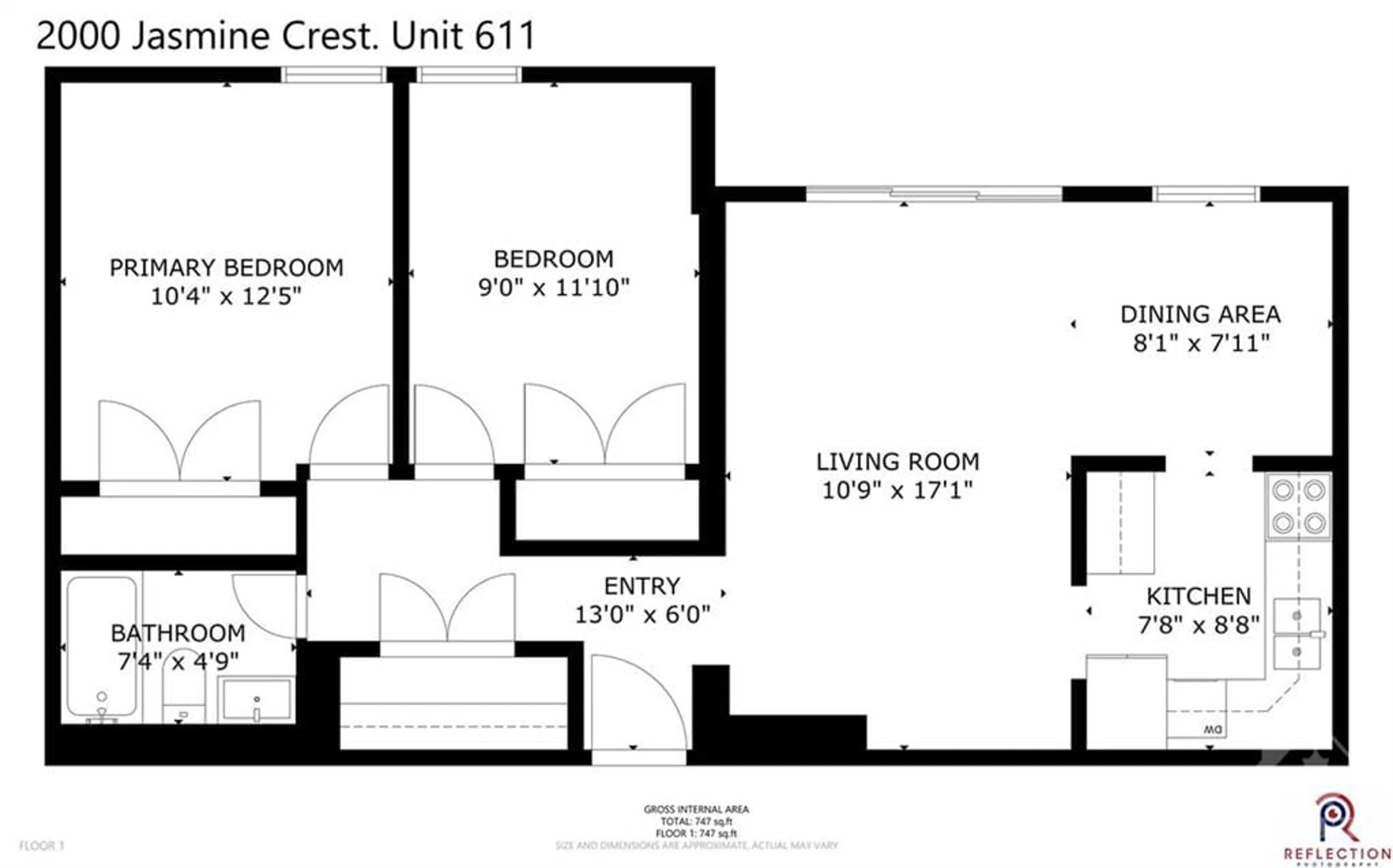 Floor plan for 2000 JASMINE Cres #611, Ottawa Ontario K1J 8K5