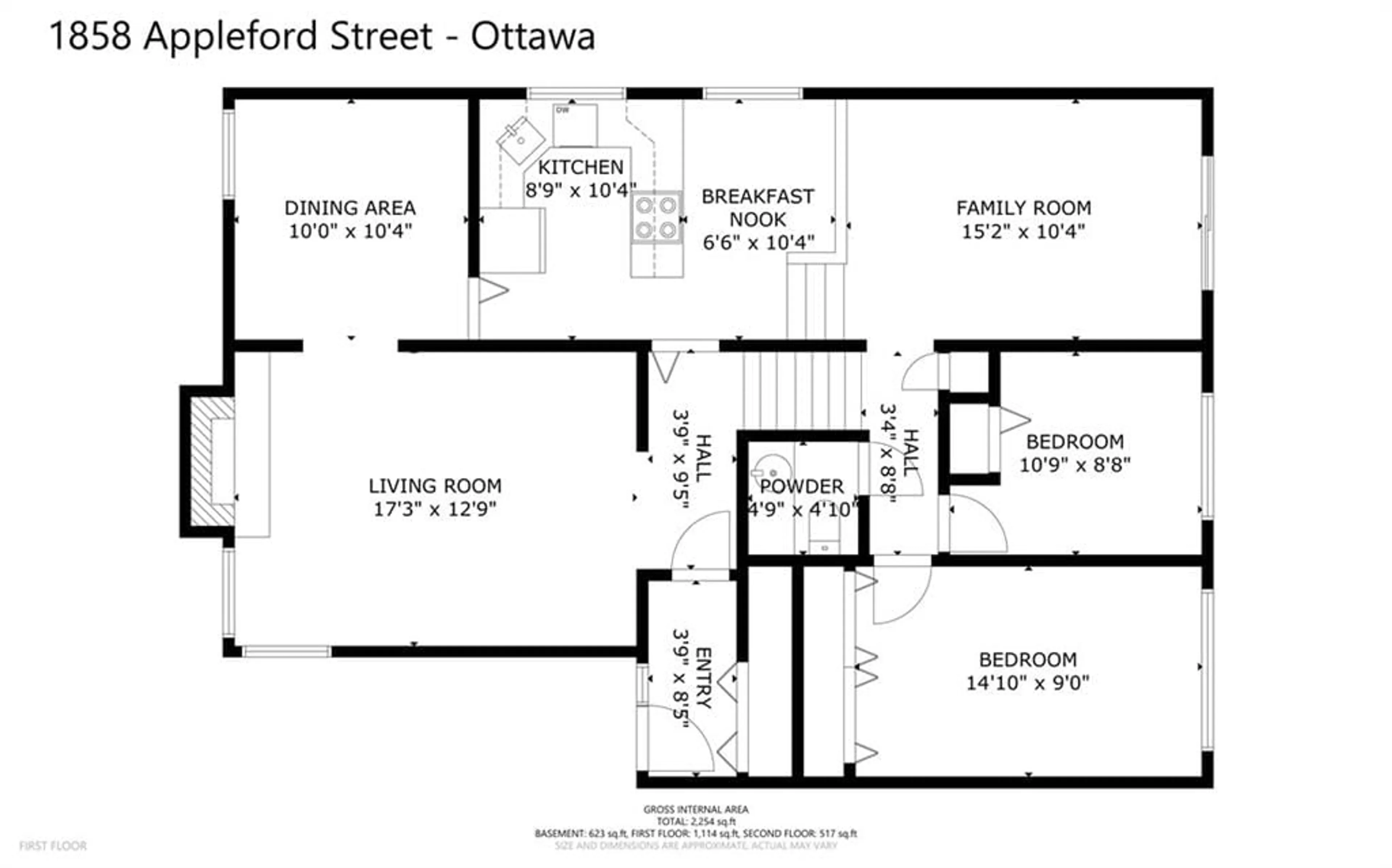 Floor plan for 1858 APPLEFORD St, Ottawa Ontario K1J 6T4