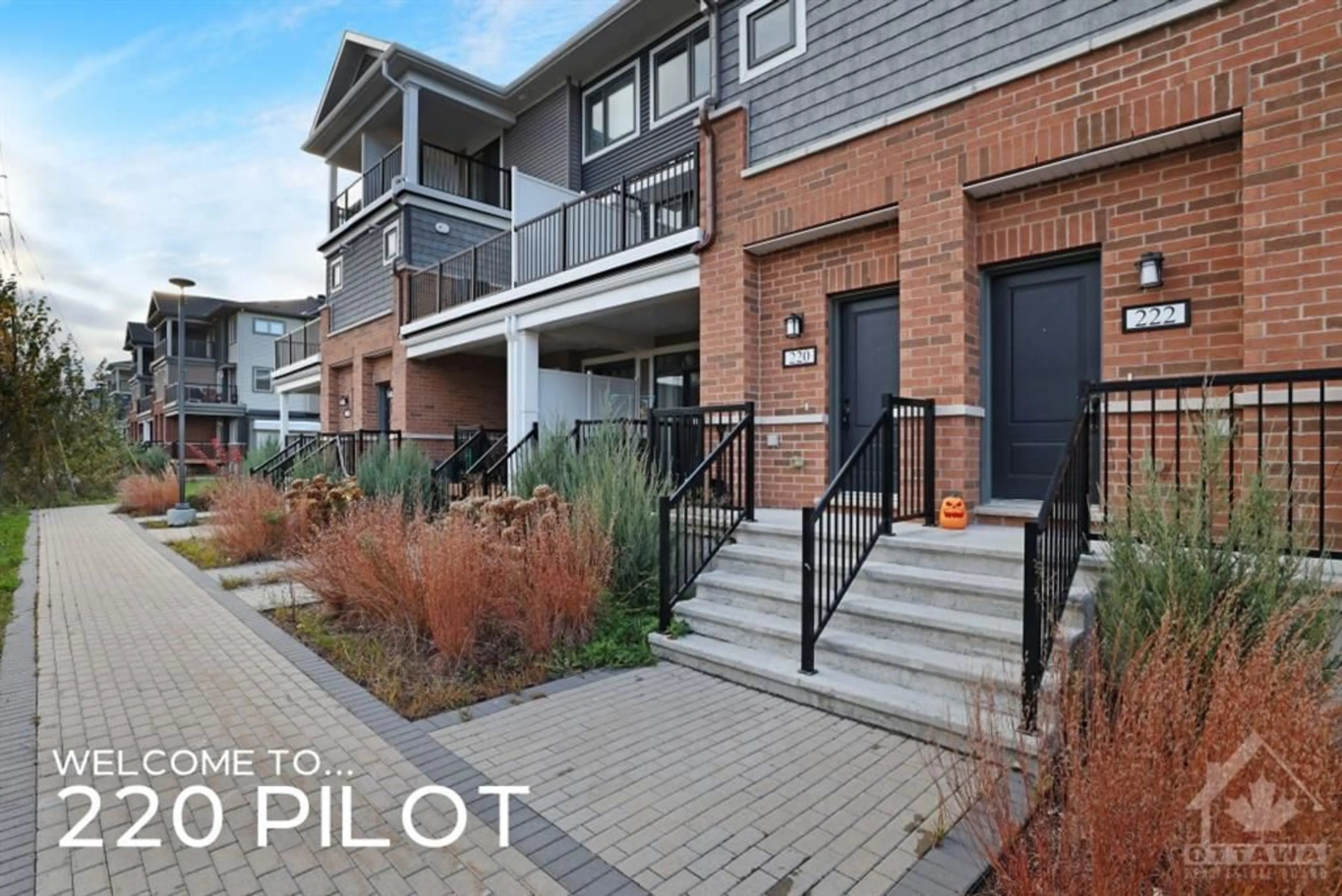 A pic from exterior of the house or condo, the front or back of building for 220 PILOT Pvt, Ottawa Ontario K2S 1B6