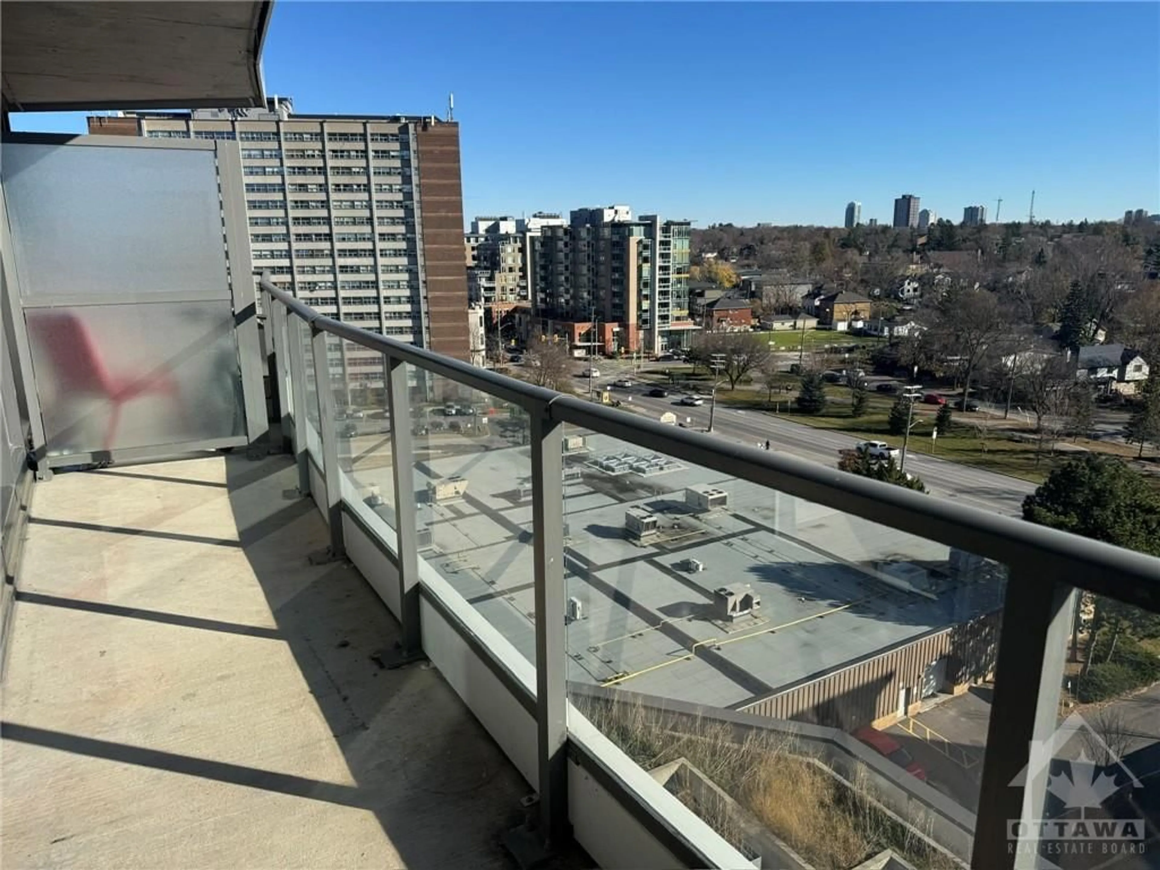 Balcony in the apartment, the view of city buildings for 485 RICHMOND Rd #1009, Ottawa Ontario K2A 3W9