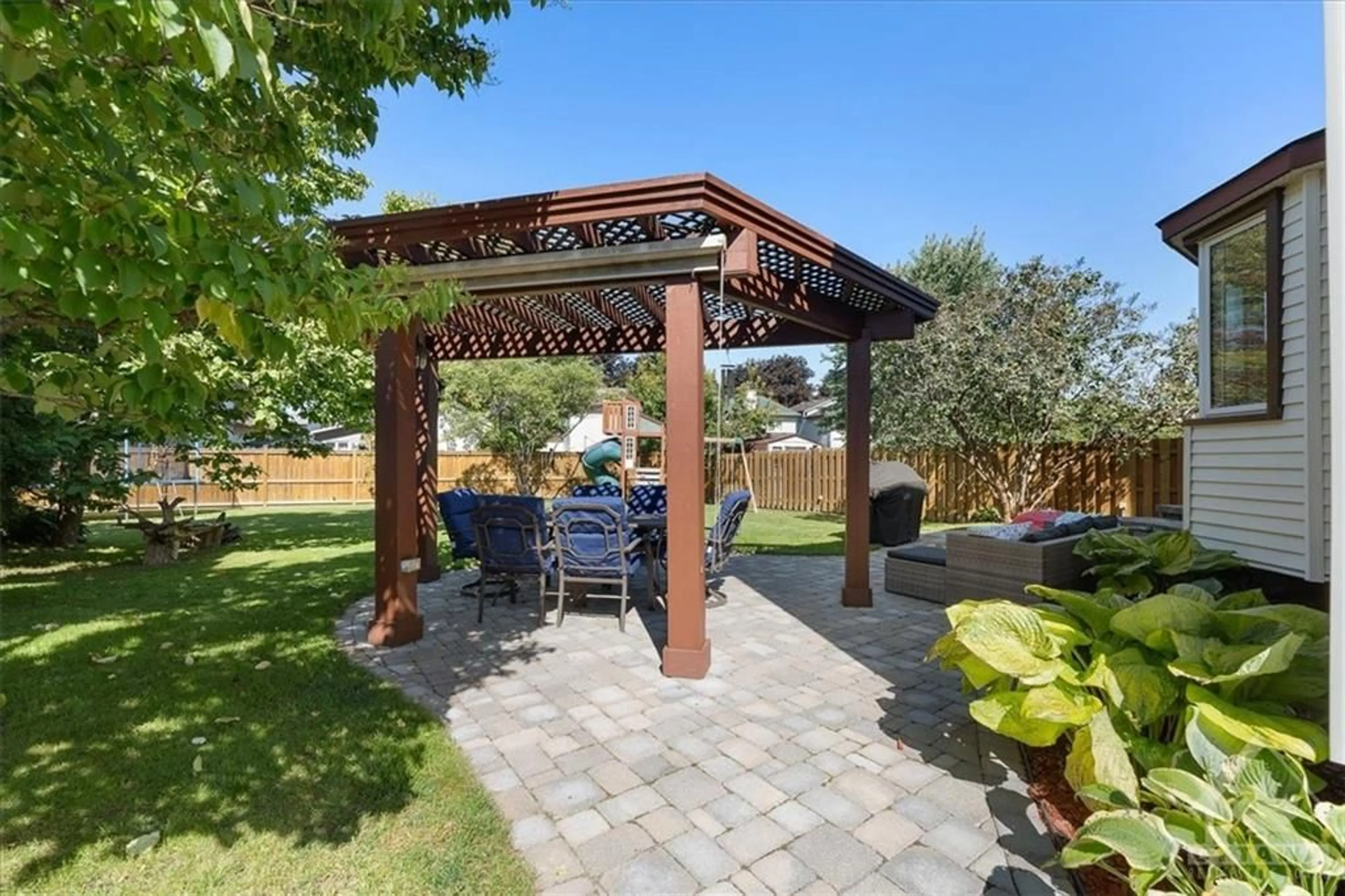 Patio, the fenced backyard for 370 DUVERNAY Dr, Ottawa Ontario K1E 2N8