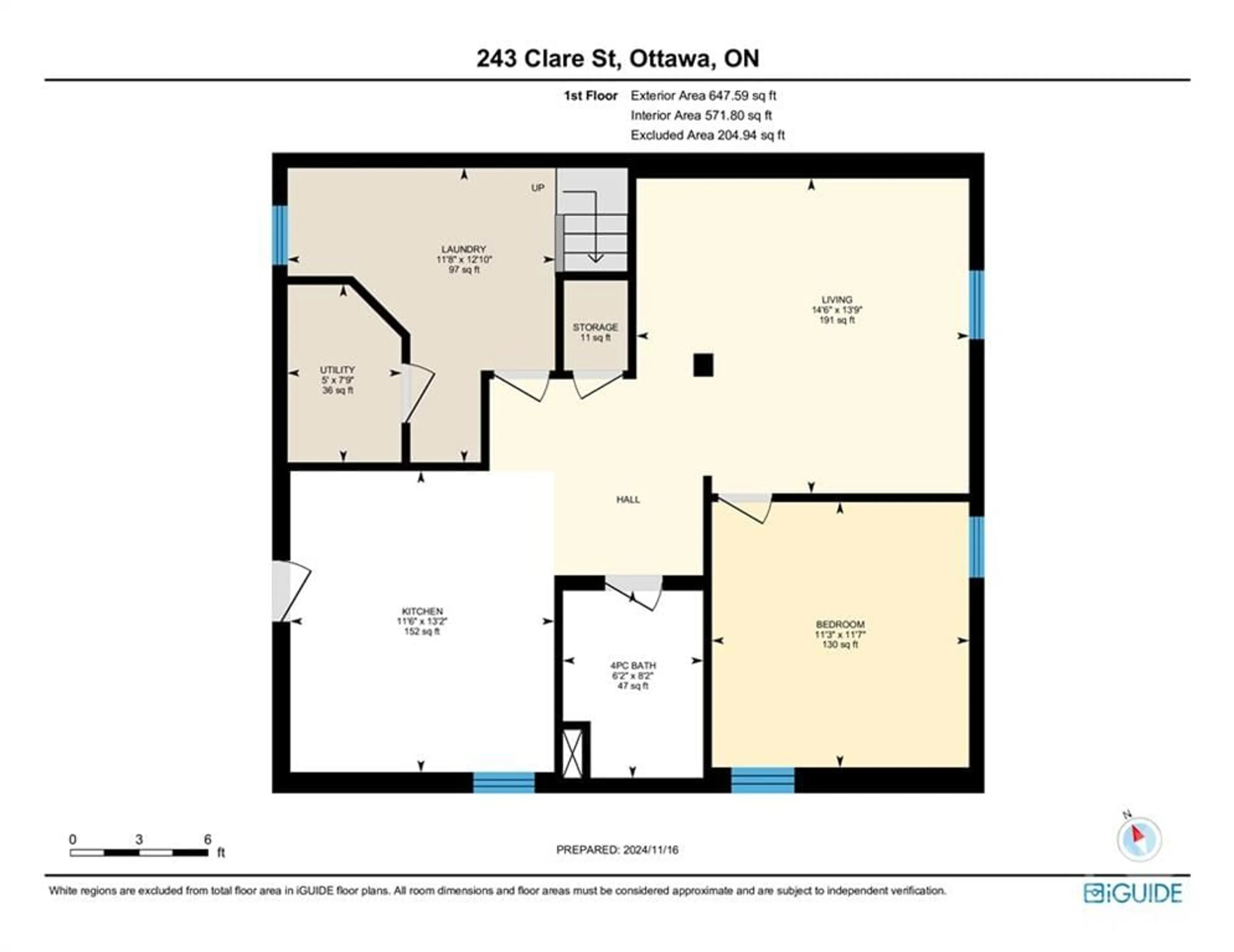 Floor plan for 243 CLARE St, Ottawa Ontario K1Z 7E1