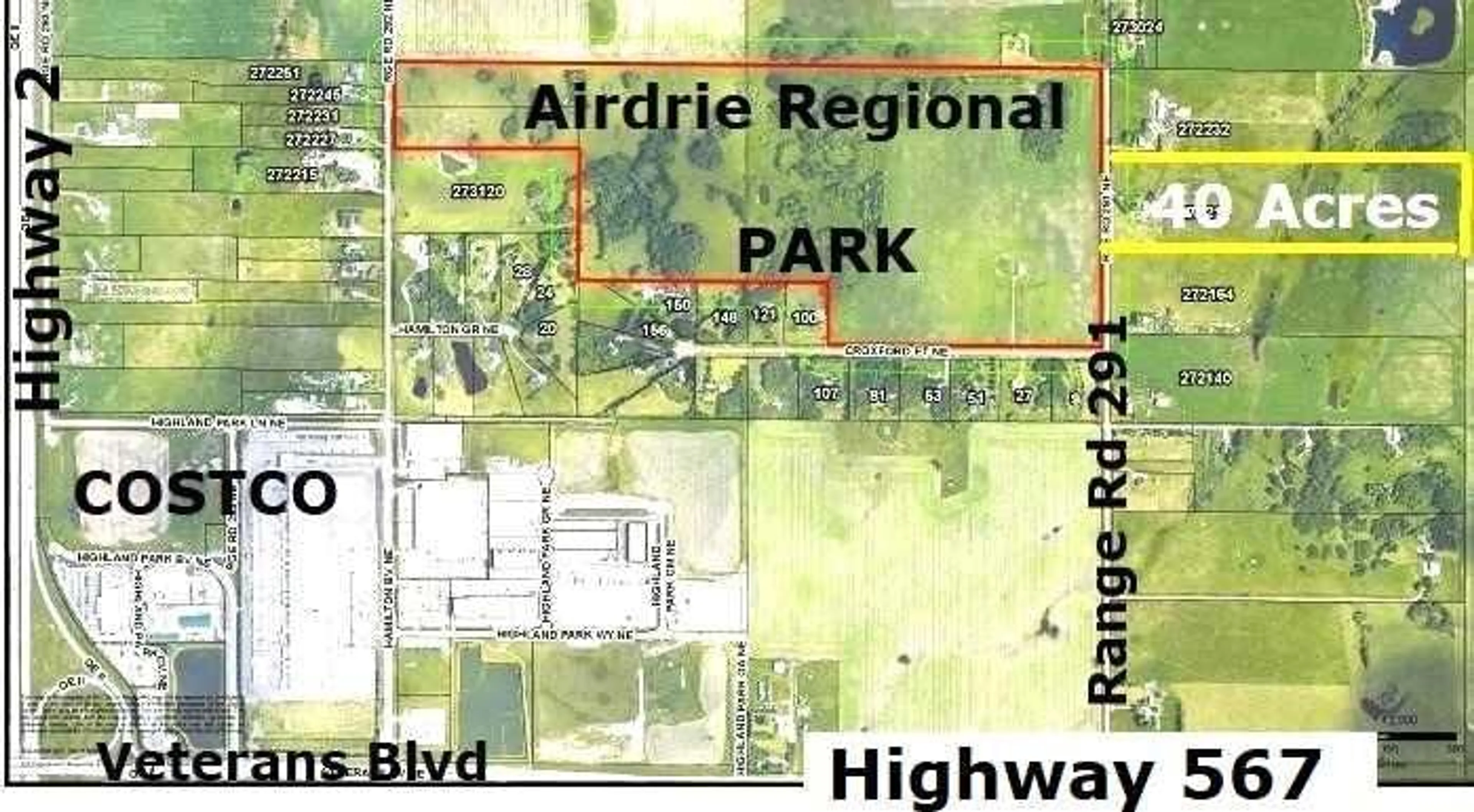 Picture of a map for 272210 Range Road 291, Airdrie Alberta T4A 2V7